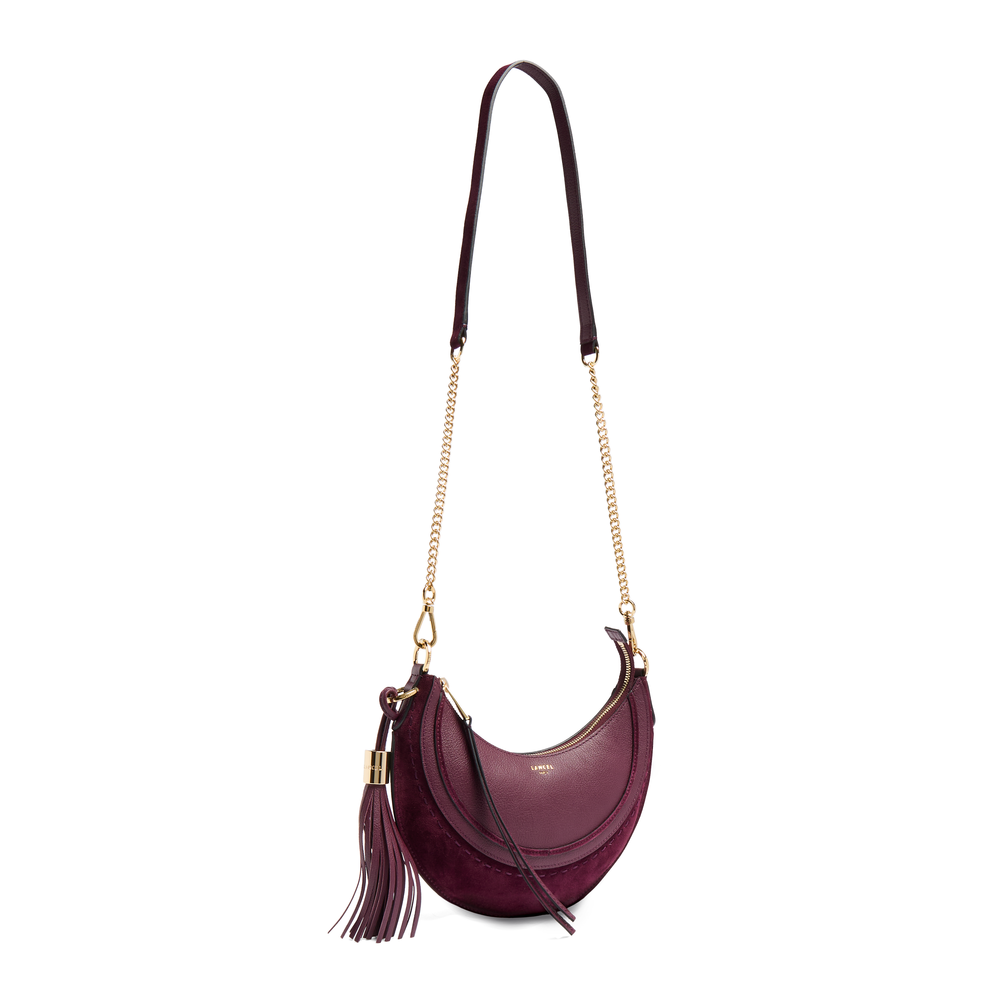 Sac hobo hoboheme de lancel en animation suede : cuirs de vachette suede & graine LANCEL Violet