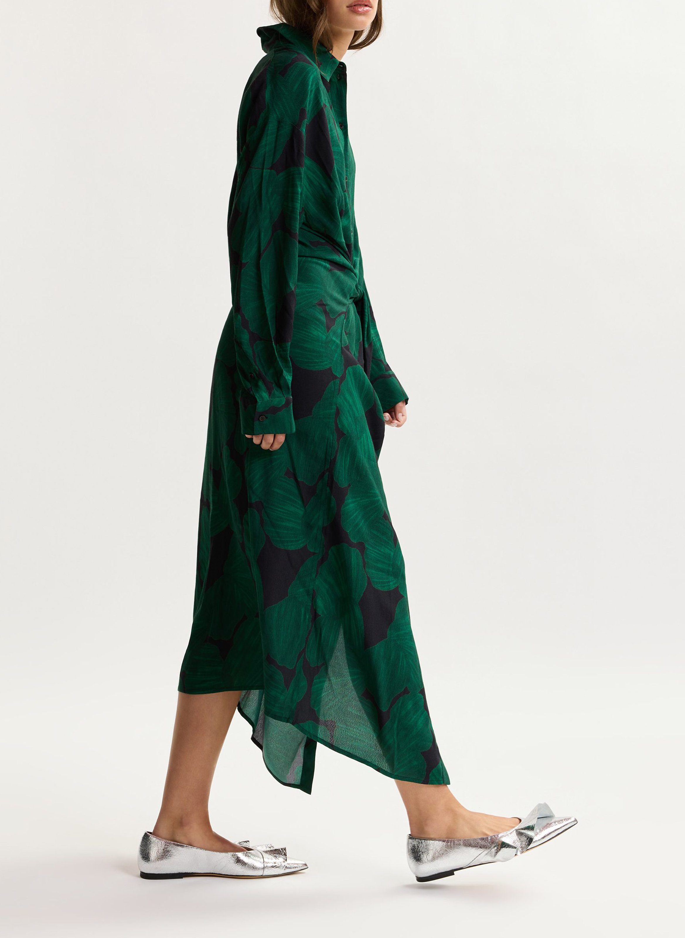 Robe longue col classique imprimé kamila ESSENTIEL ANTWERP Vert