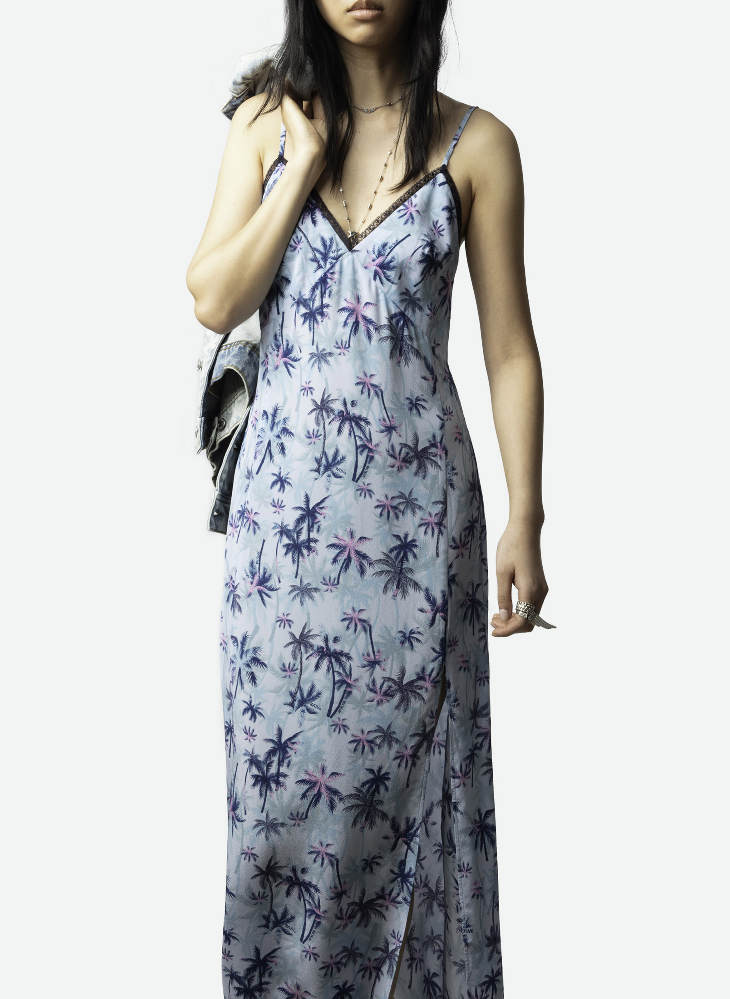 Langes Seidenkleid mit V-Ausschnitt ZADIG&VOLTAIRE Blau