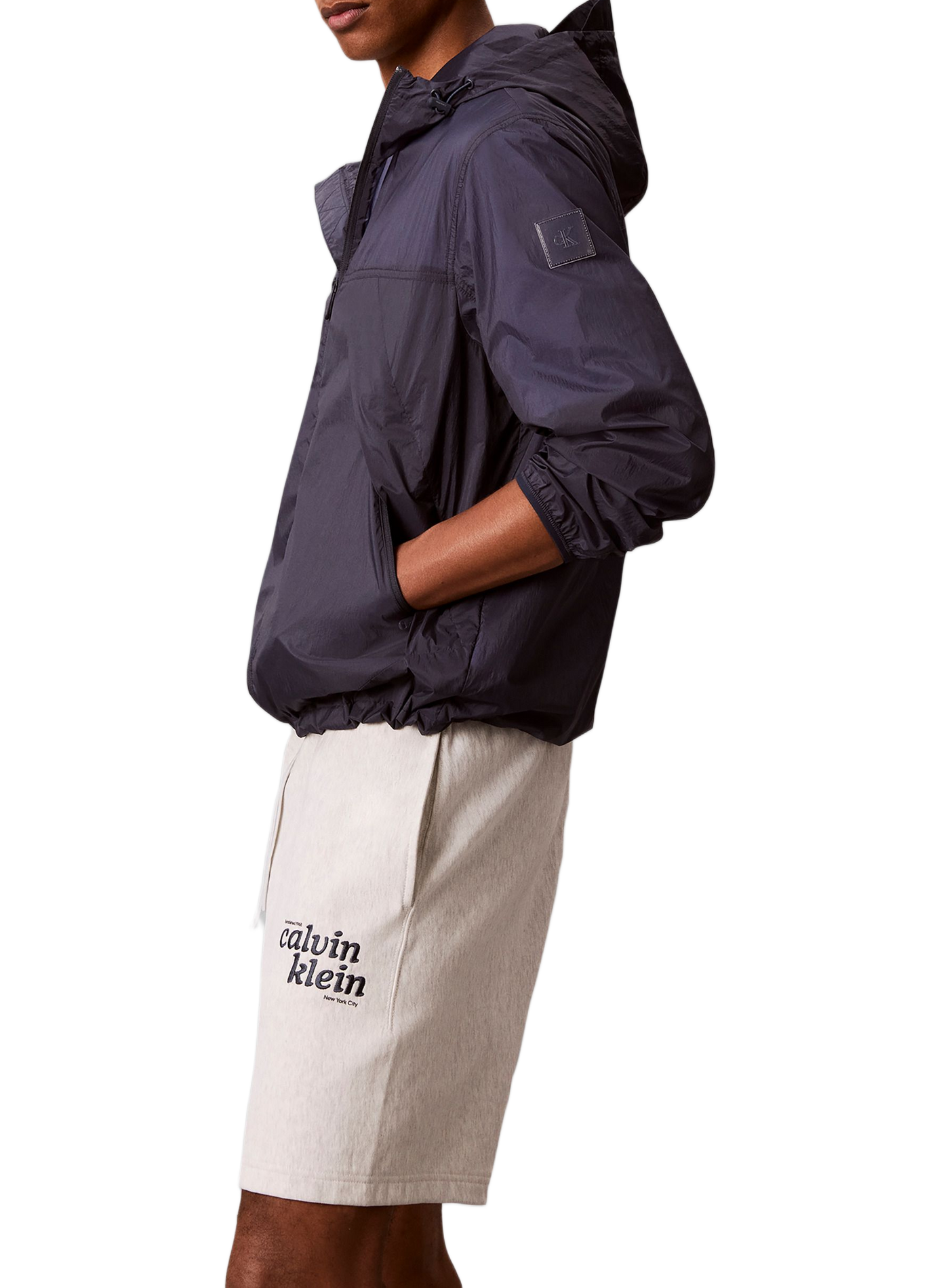 Short with embroidered logo in blended cotton CALVIN KLEIN Grey