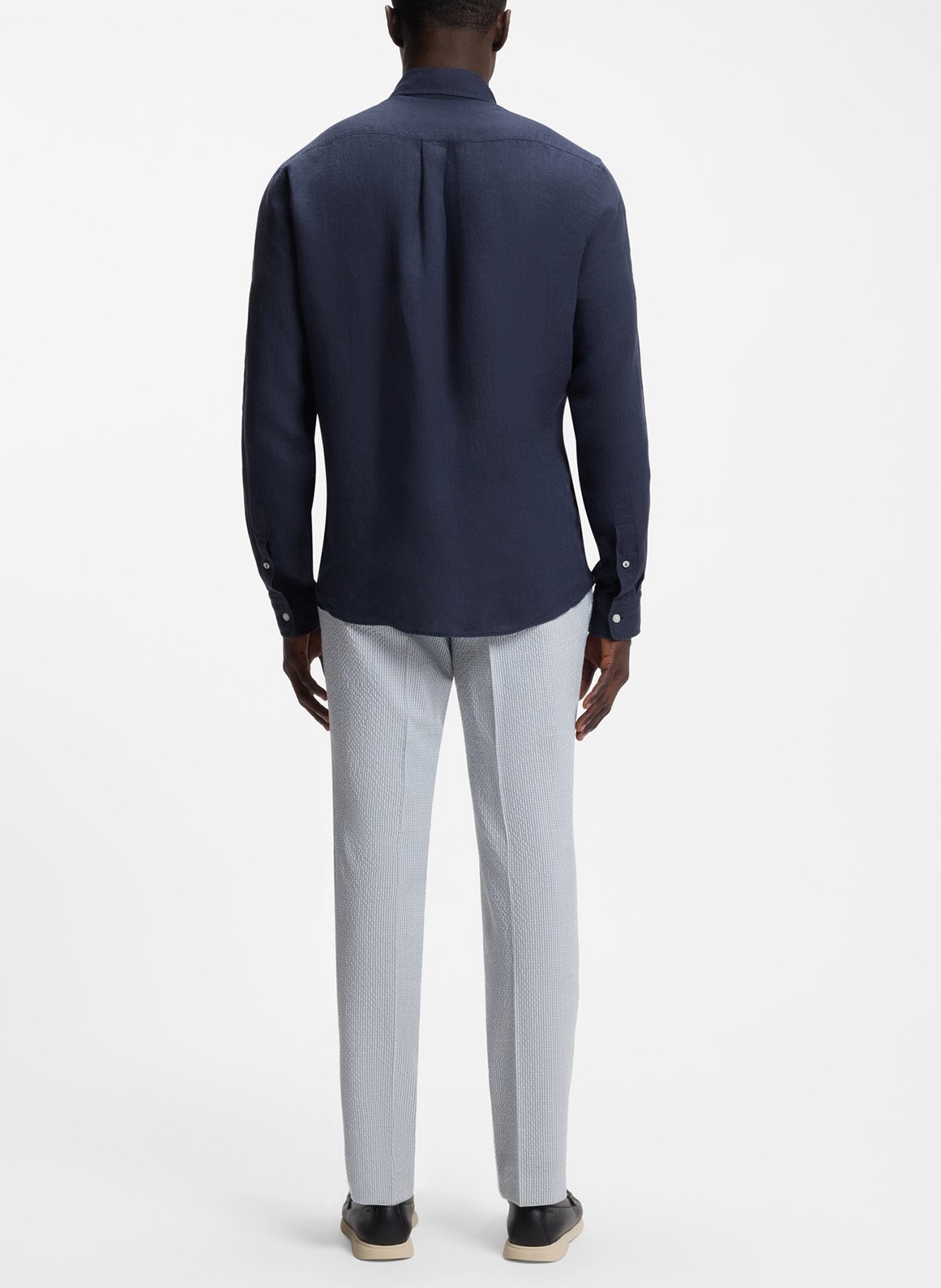 Chemise en lin col classique BOSS Bleu
