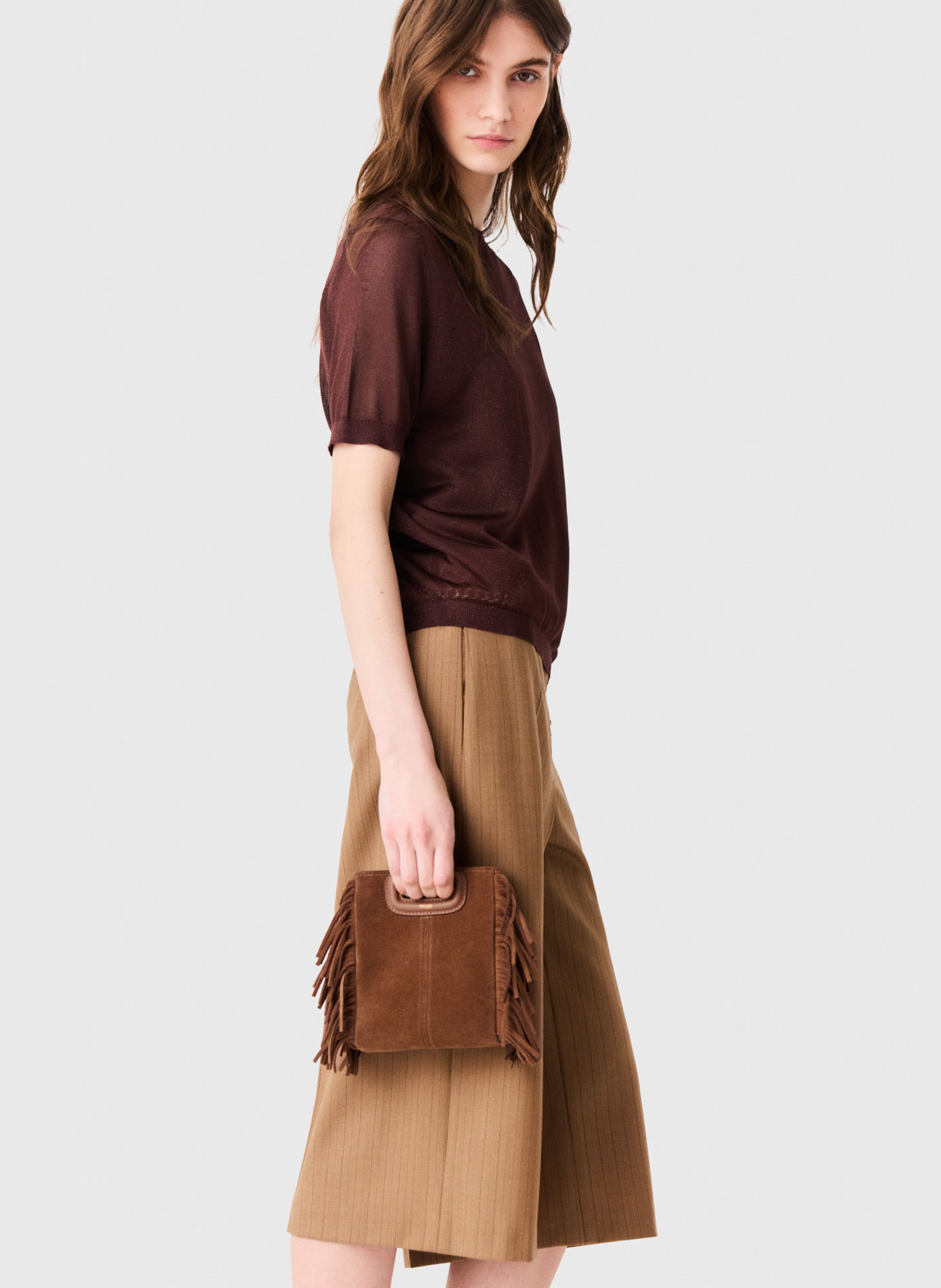Tee-shirt droit métallisé MAJE Marron