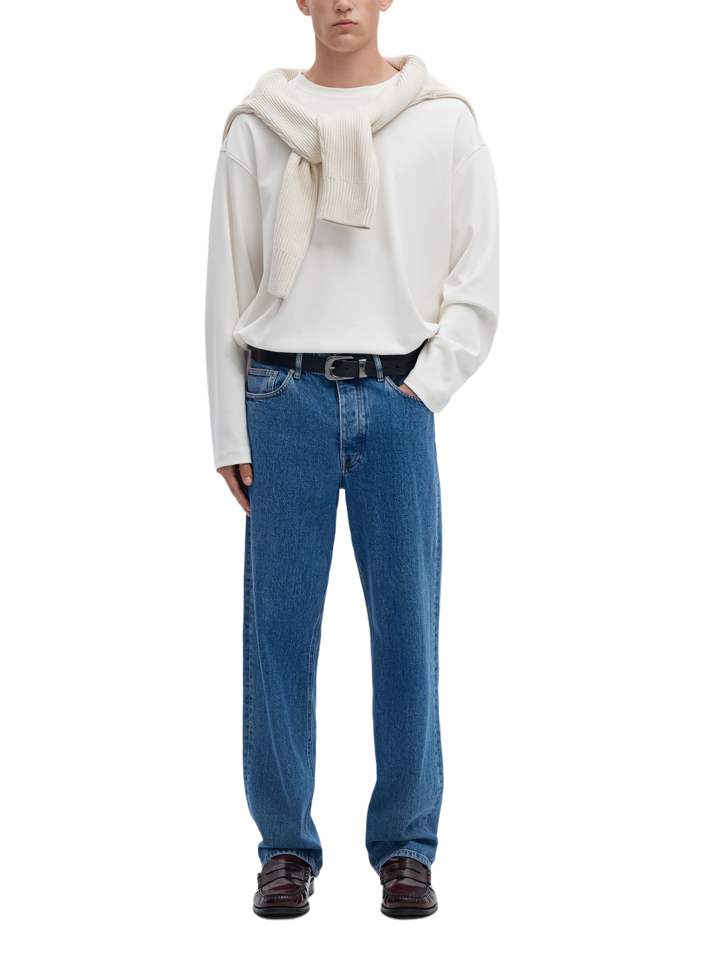 Rechte jeans van gemengd katoen SELECTED Blauw