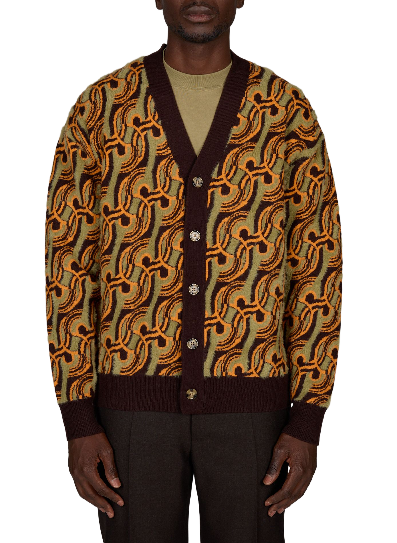 Cardigan D Miroir Abstrait DROLE DE MONSIEUR Kaki