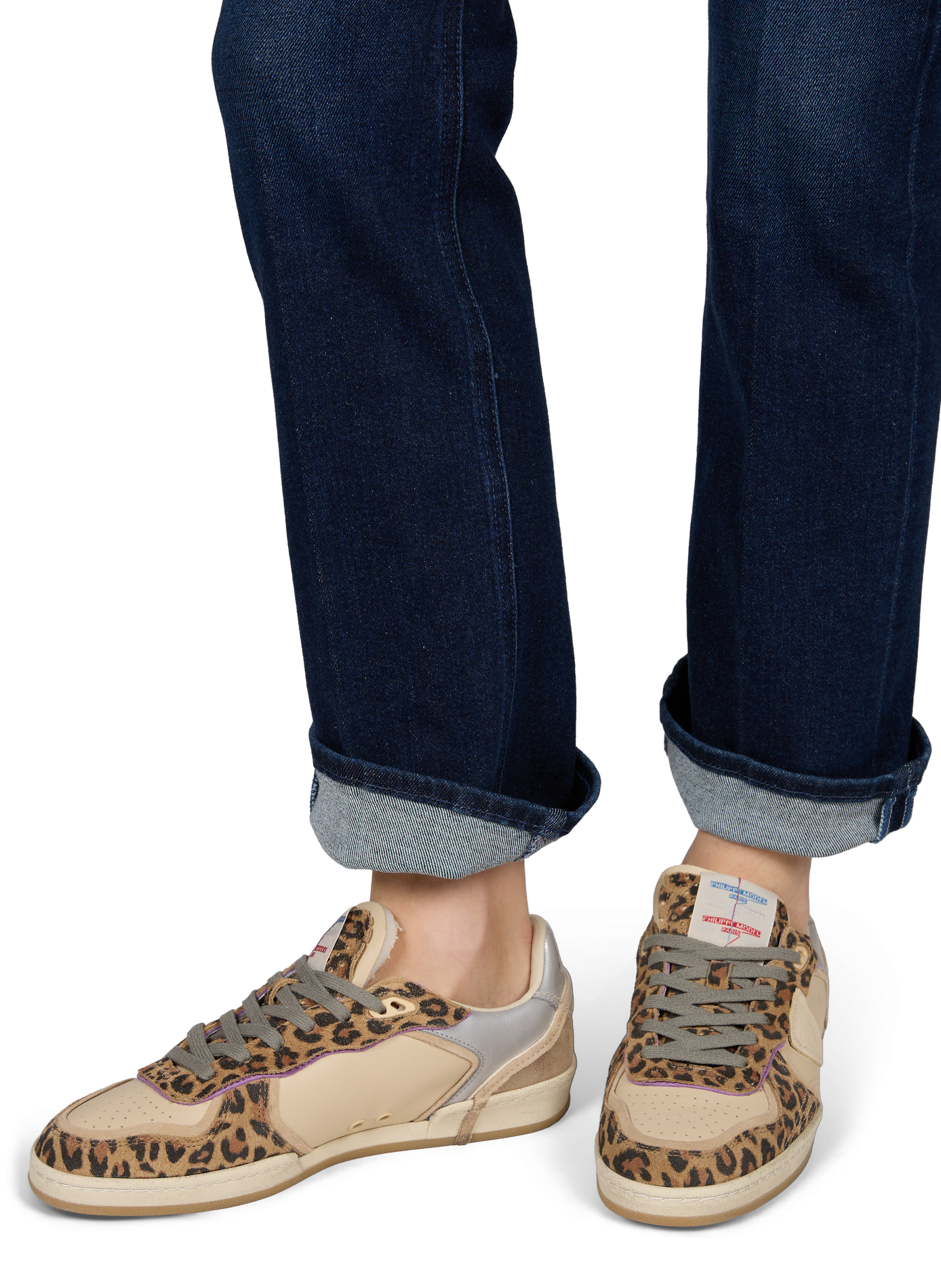 Mixed leather low-top sneakers PHILIPPE MODEL Beige