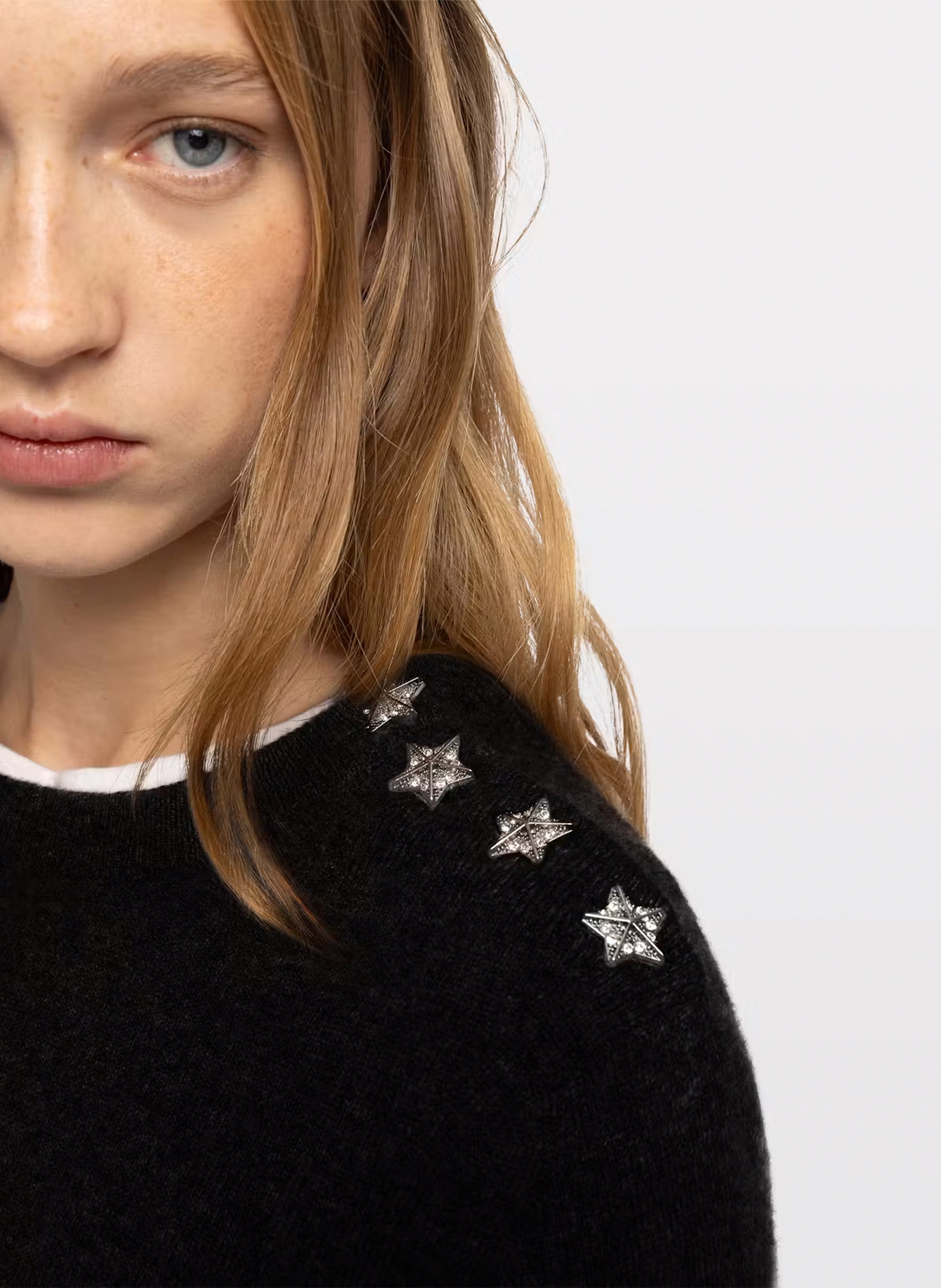 Pull droit col rond en cachemire cara ZADIG&VOLTAIRE Noir