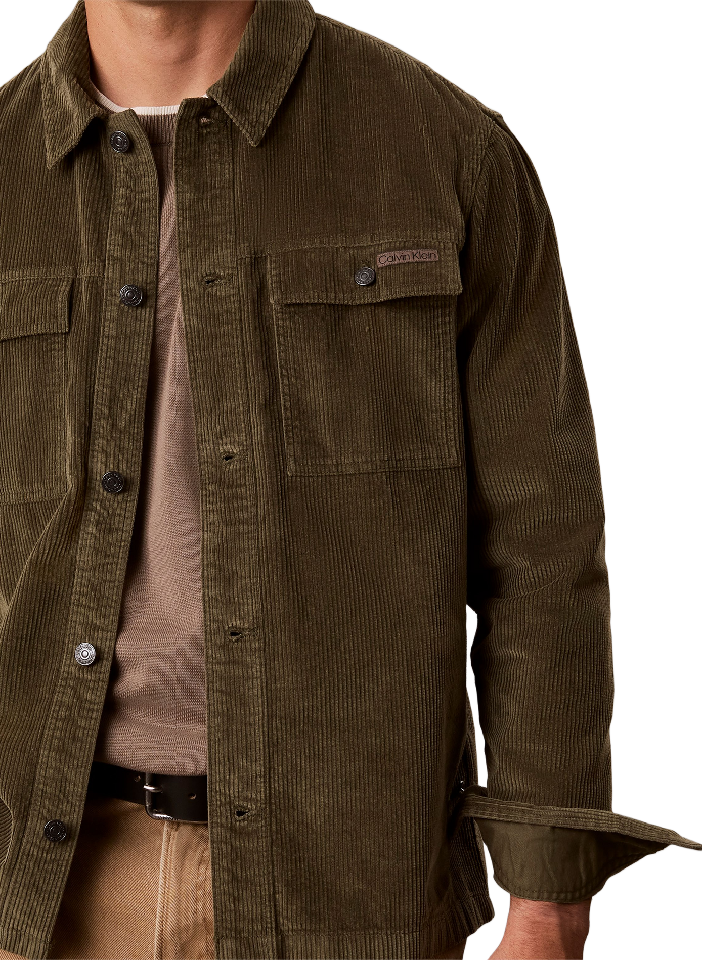 Straight cotton corduroy shirt CALVIN KLEIN Khaki