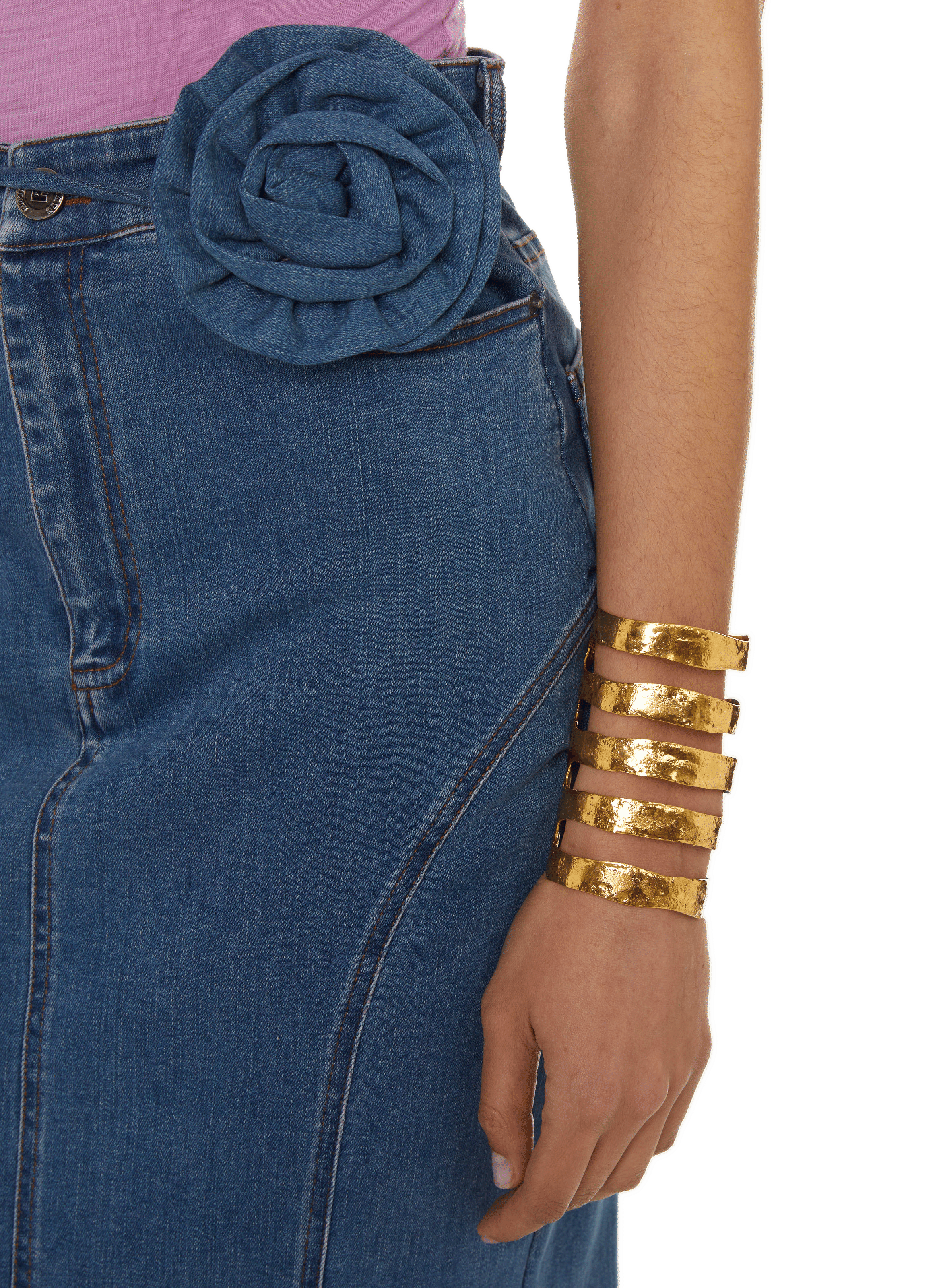 Jupe longue en jean ROTATE Bleu