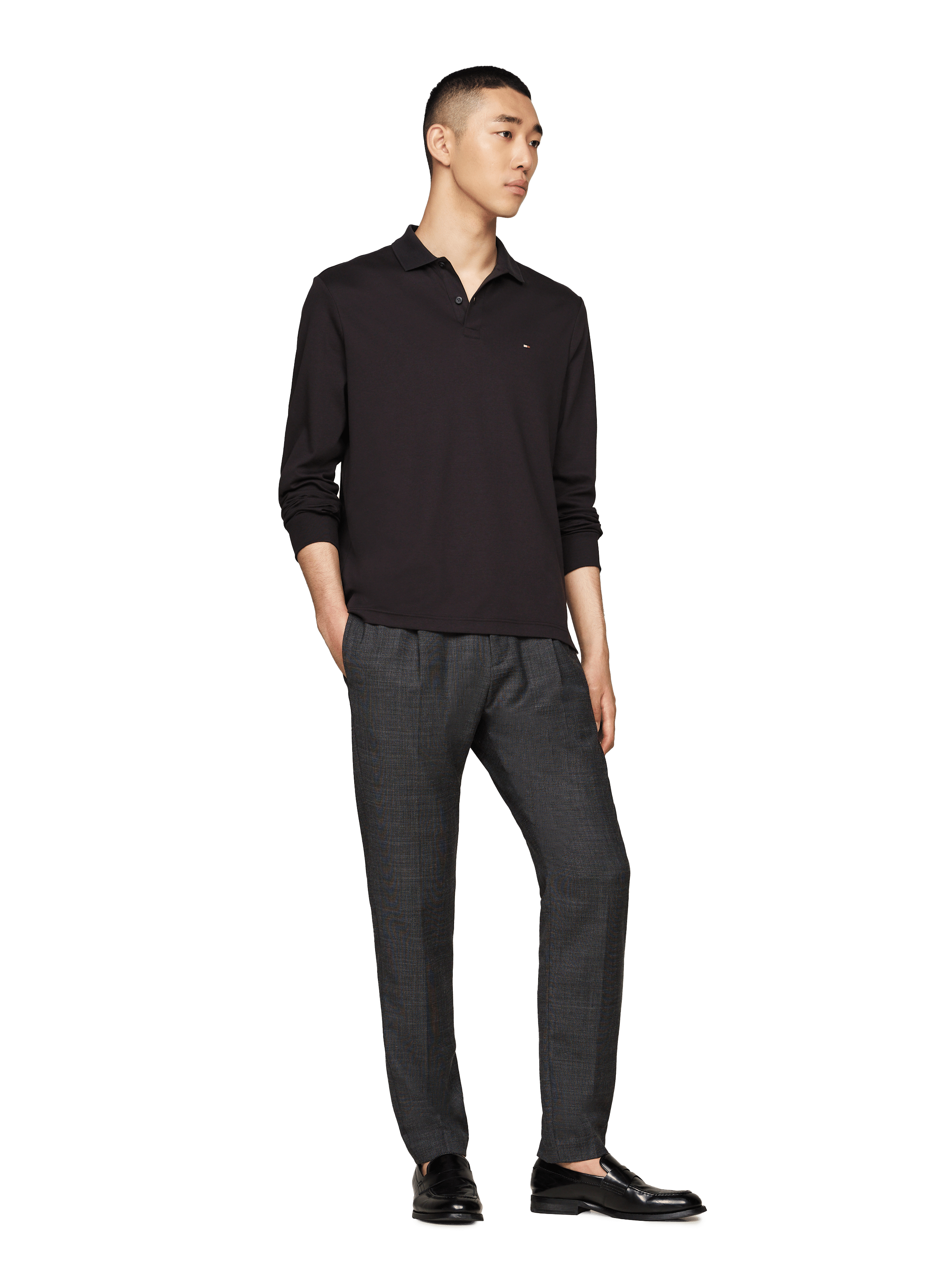 Long sleeve polo shirt TOMMY HILFIGER Black