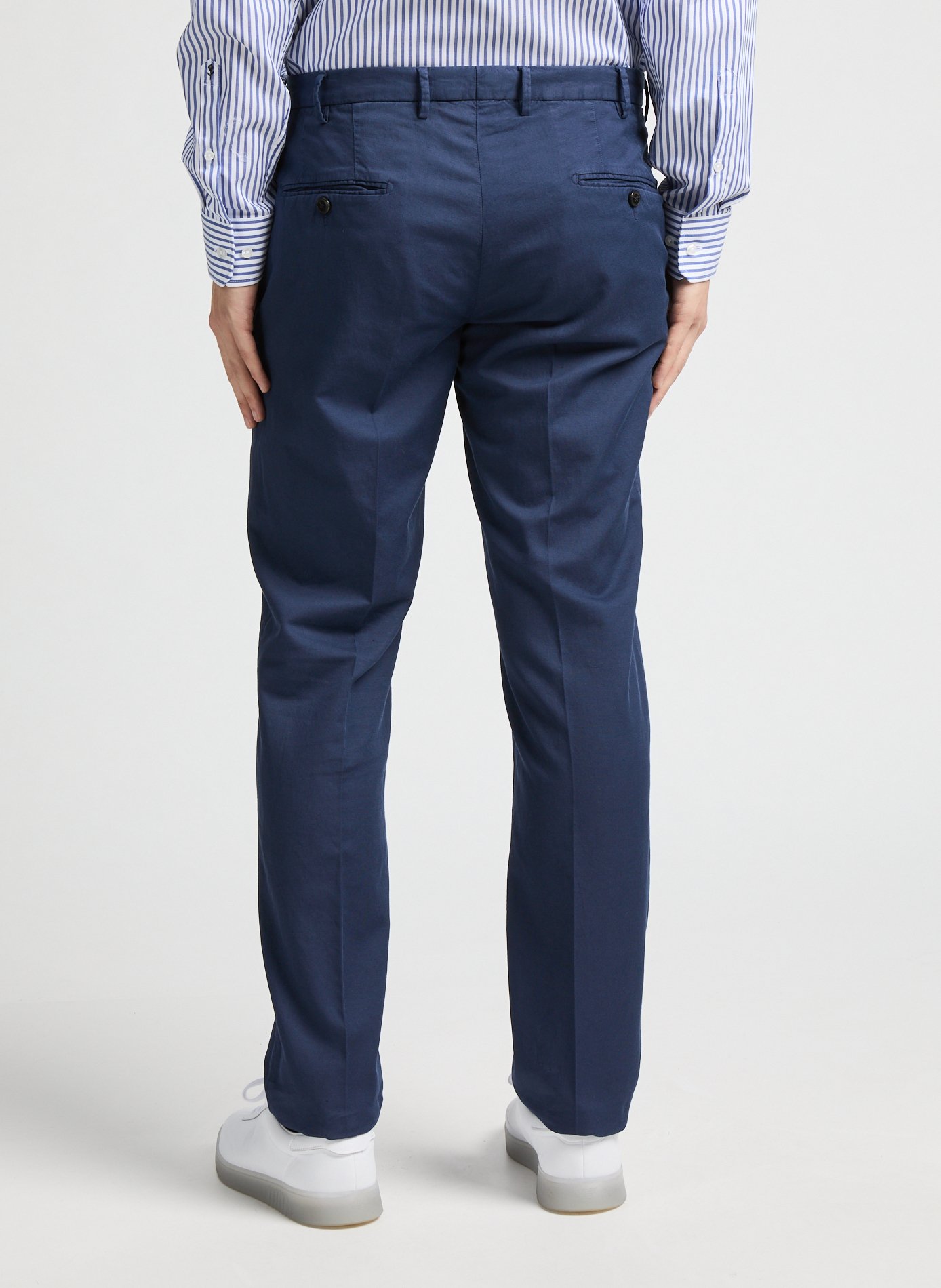 Straight cotton and linen trousers FACONNABLE Blue