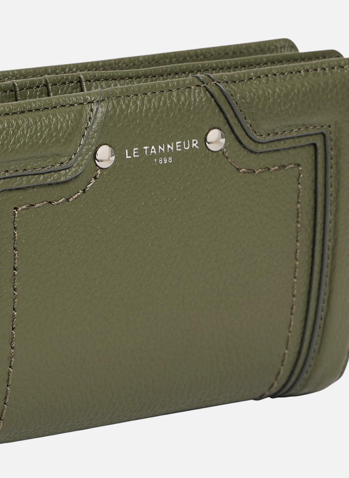 Portefeuille moyen modèle ella en cuir grainé LE TANNEUR Vert