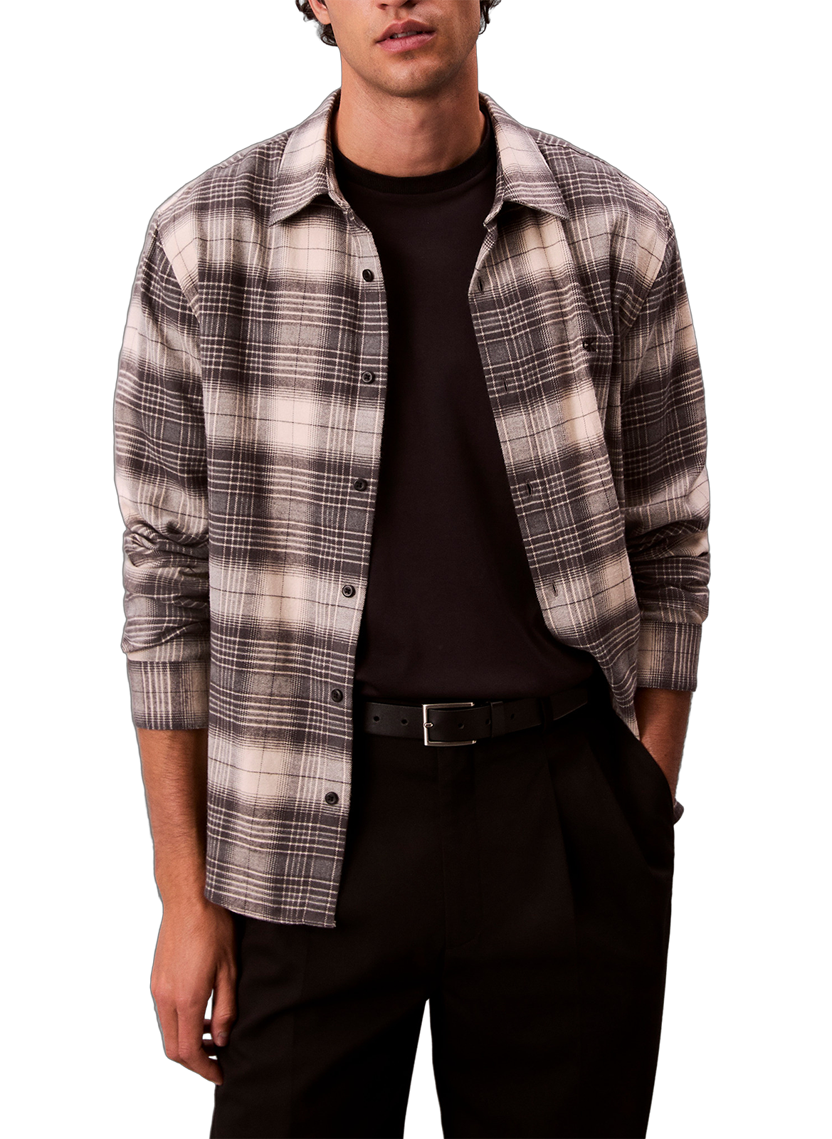 CALVIN KLEIN Check cotton Shirt Black