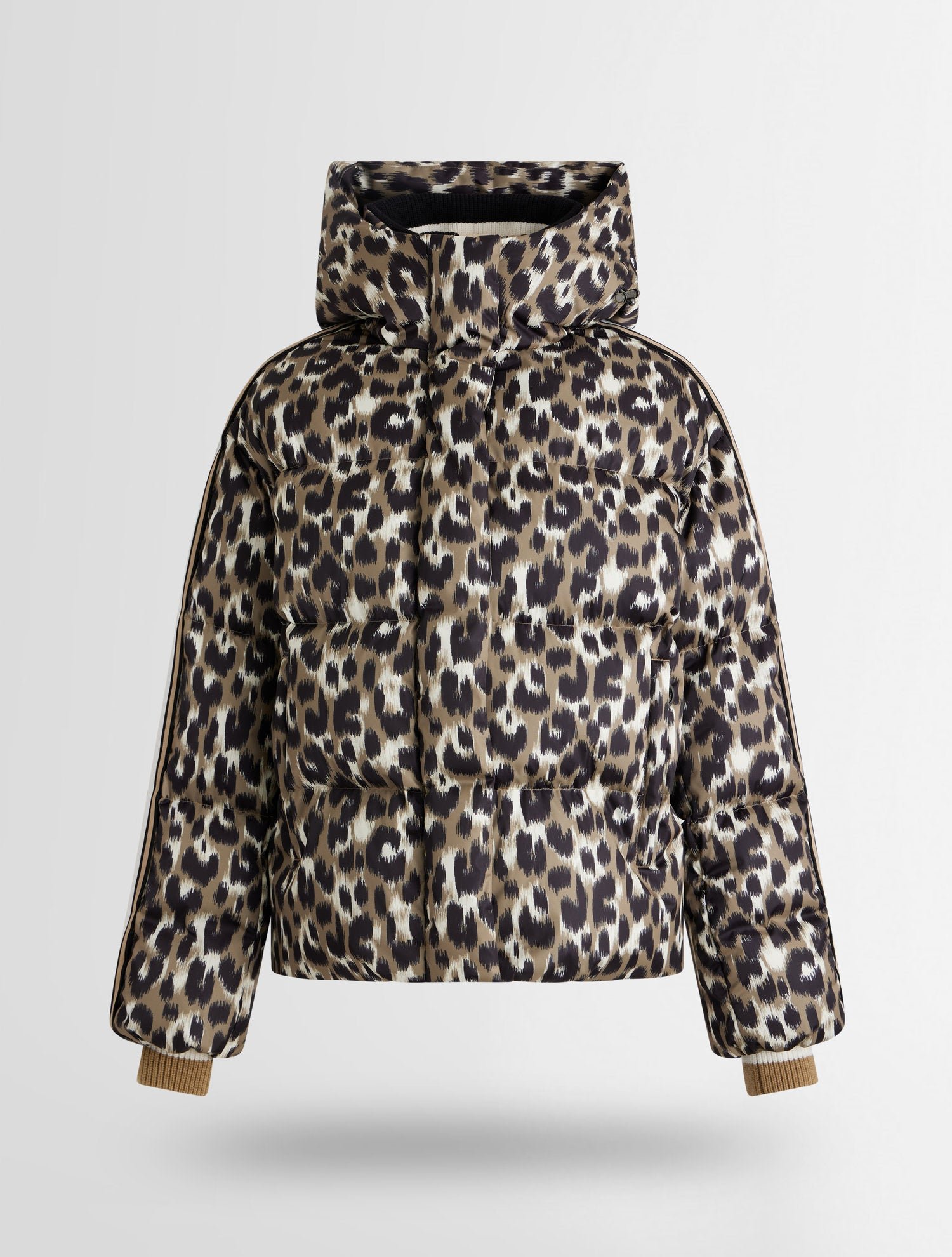 Doudoune ada leopard col capuche coupe oversize FUSALP Beige