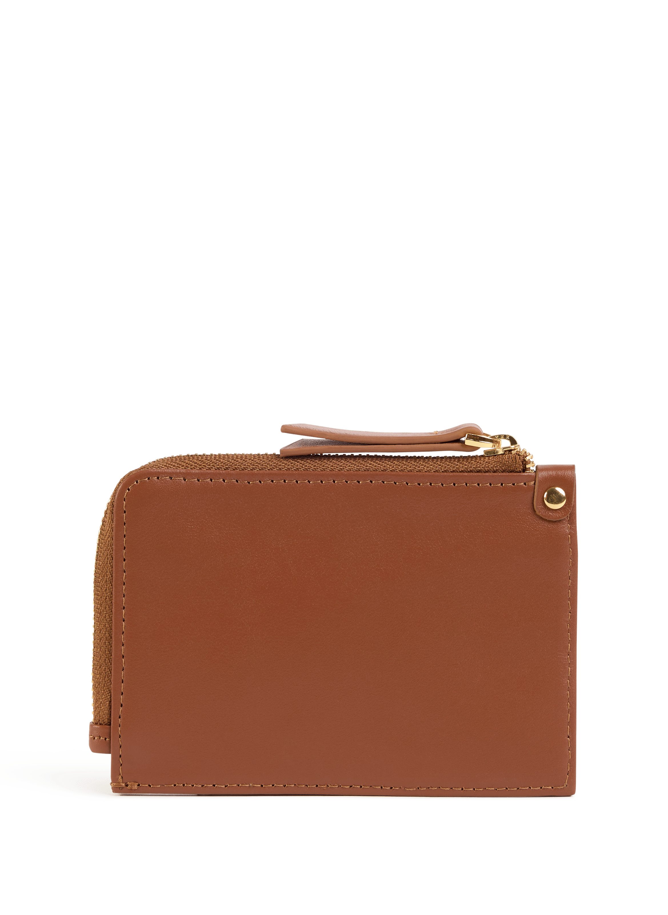 Calfskin leather card holder NAT & NIN Brown