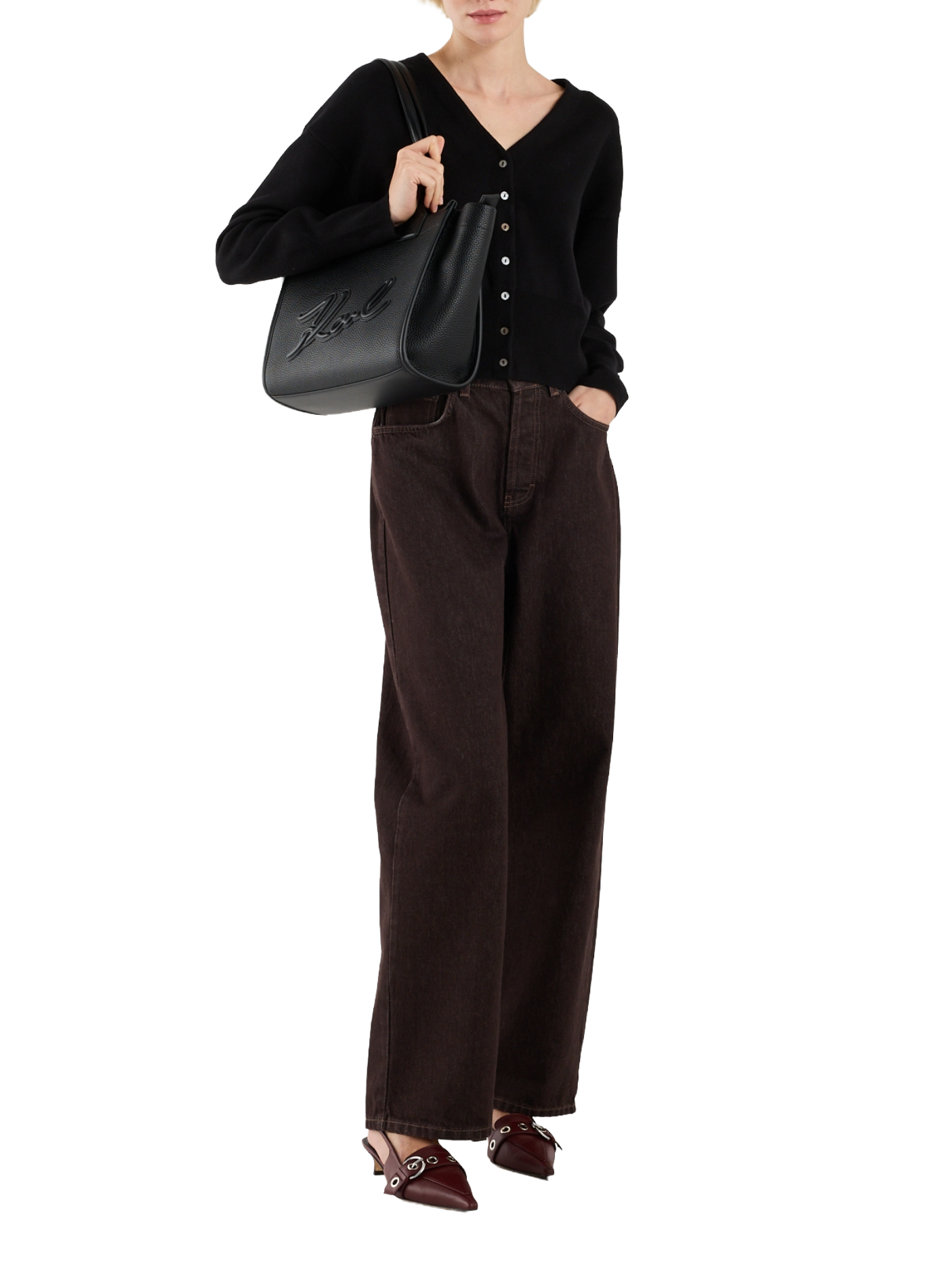 Fitted V-neck cardigan TOPSHOP Black