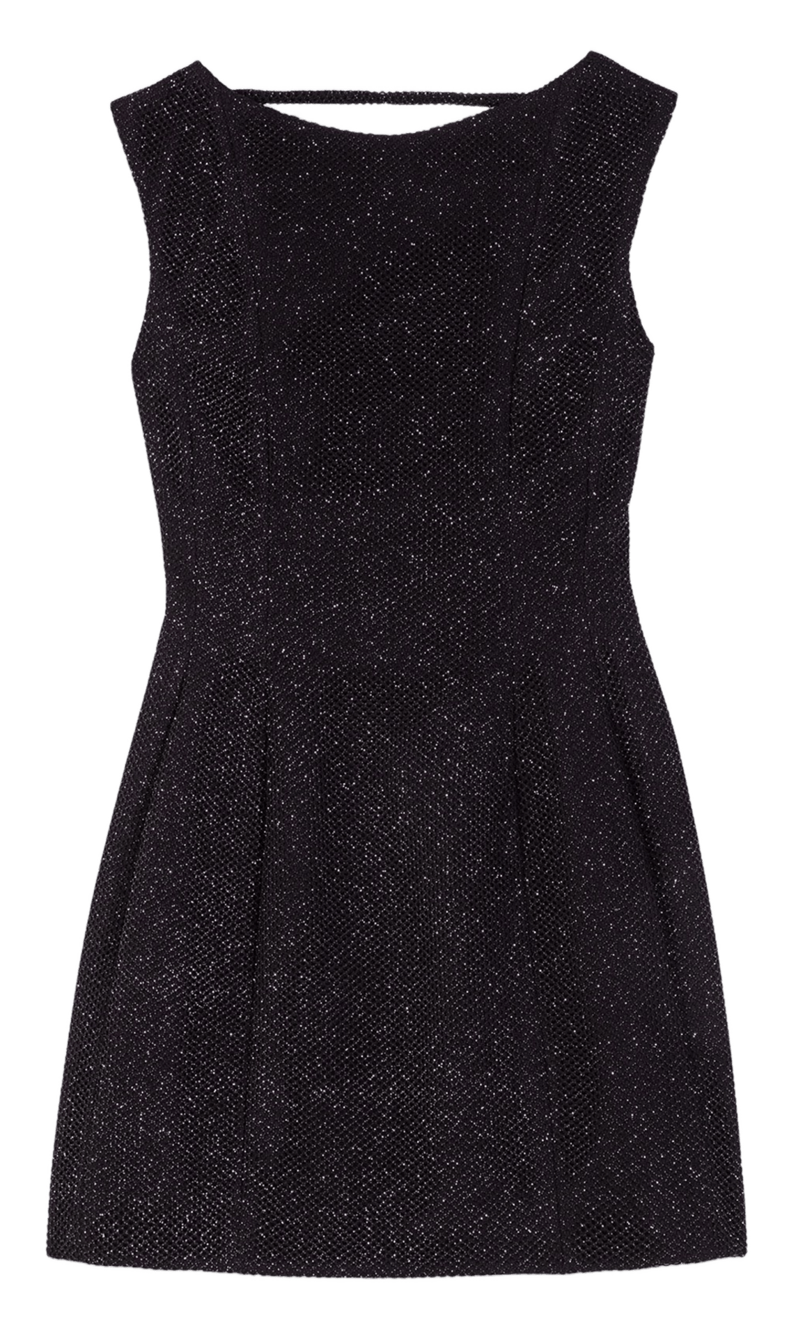 Robe courte col rond pailletée Noir