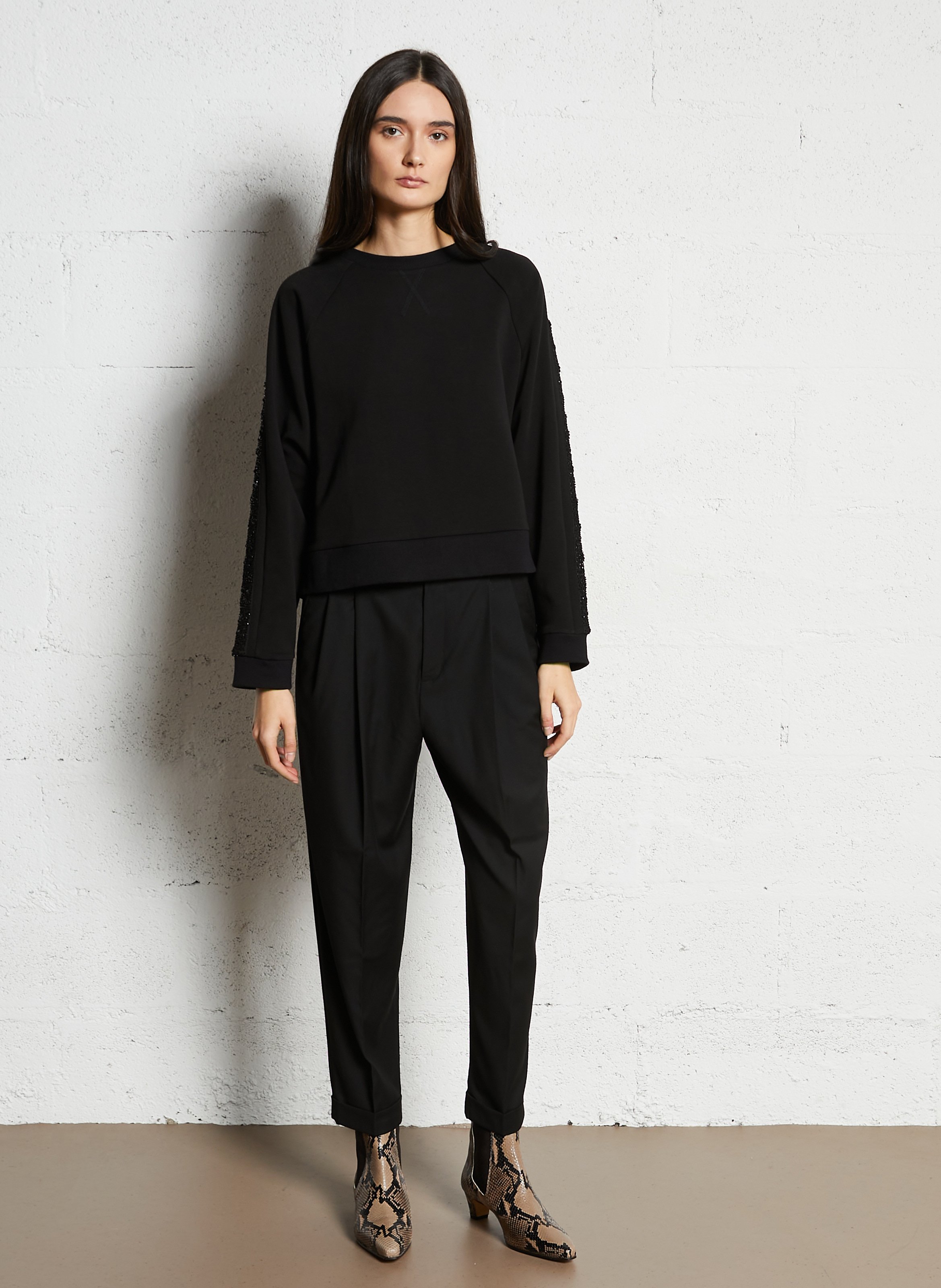 Bottines à talons en cuir aspect python n°525 RIVECOUR Marron