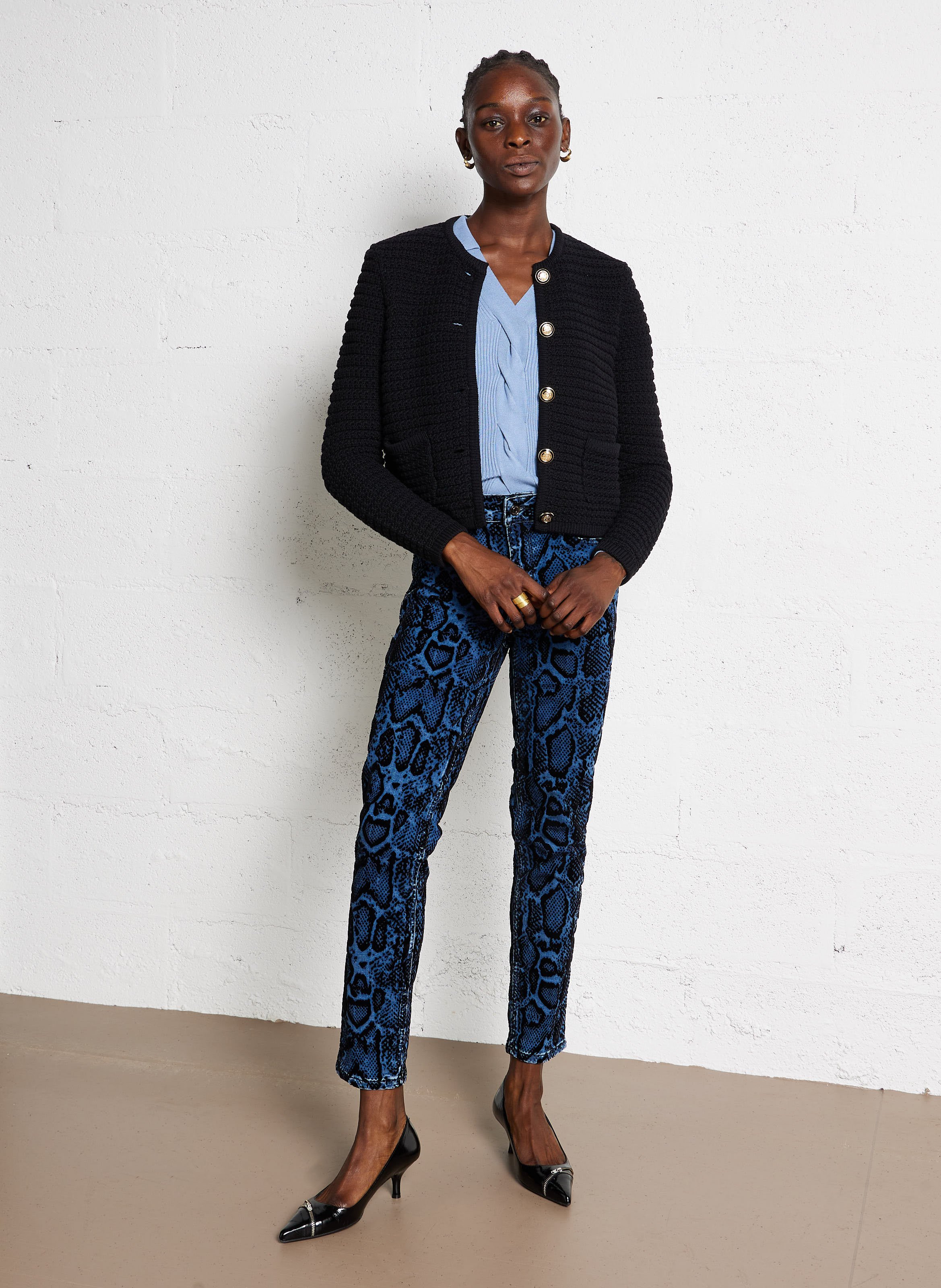 Gilet droit col rond en coton mélangé gaspard BA&SH Noir