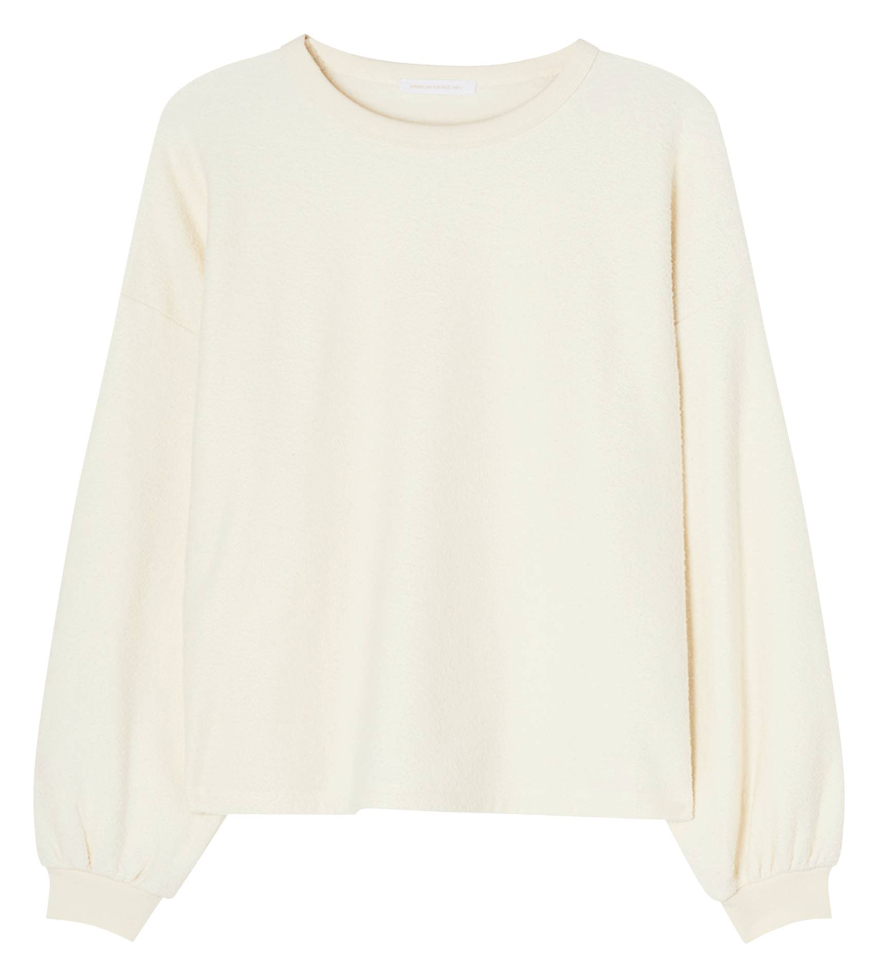 Sweat molletonné col rond en coton bio bobypark AMERICAN VINTAGE Beige