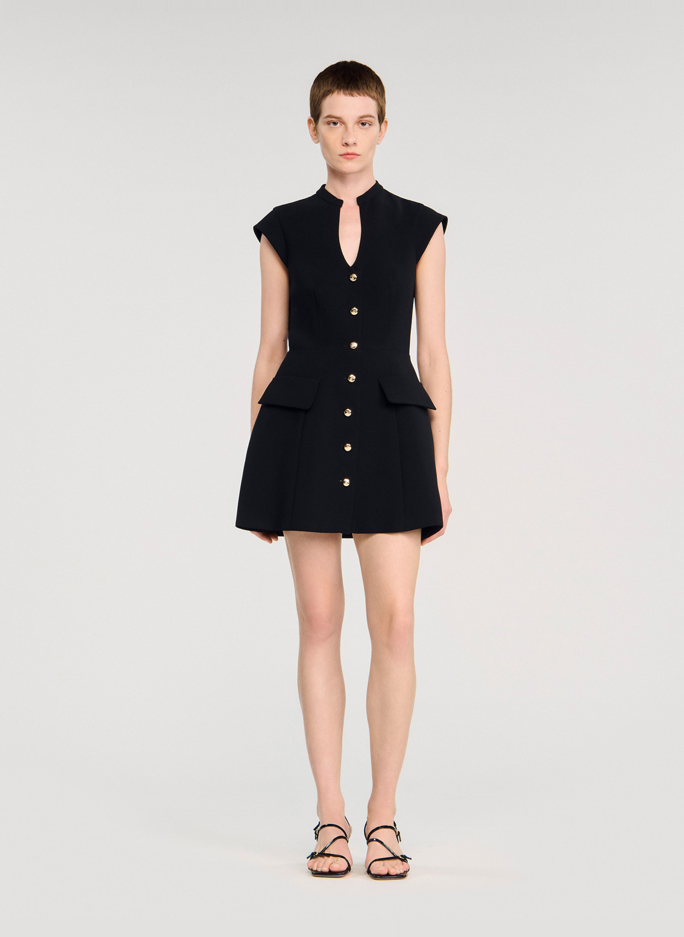 Robe courte cintrée unie SANDRO Noir