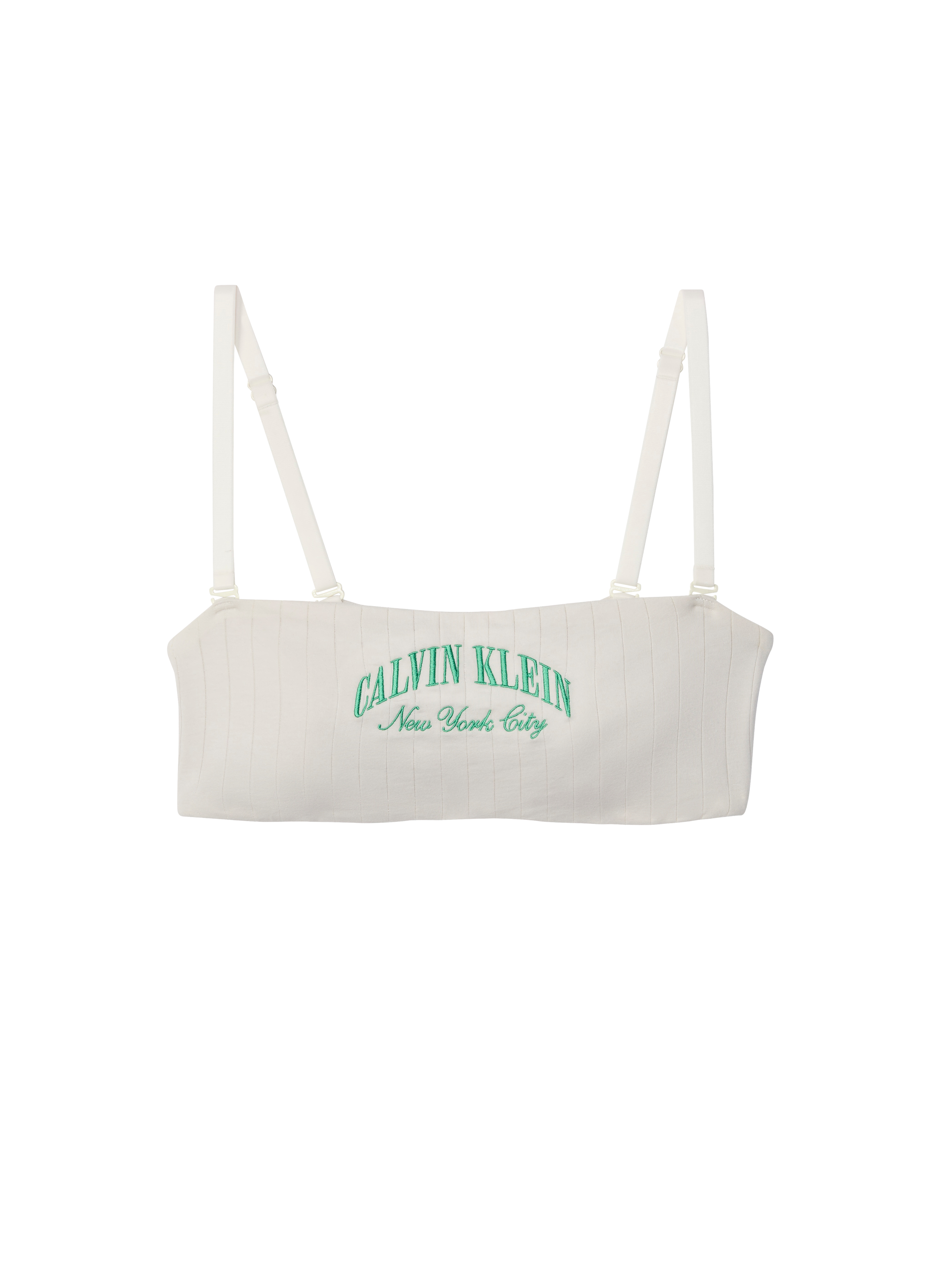 Brassière brodée à logo en coton CALVIN KLEIN Beige