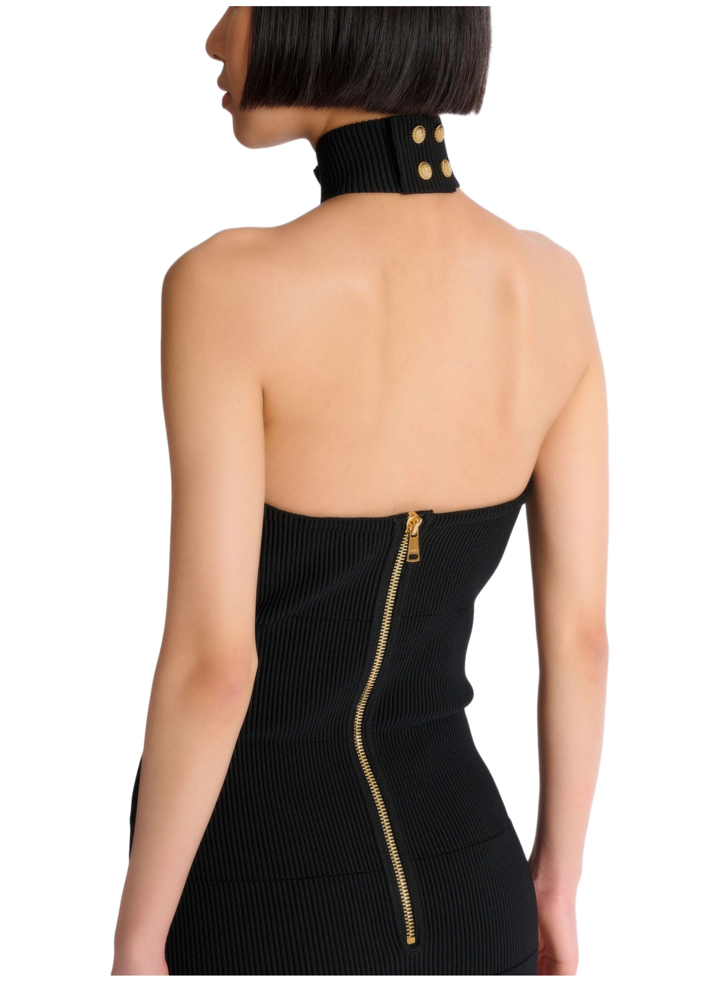 Robe longue sans manche avec détail bijou BALMAIN Noir