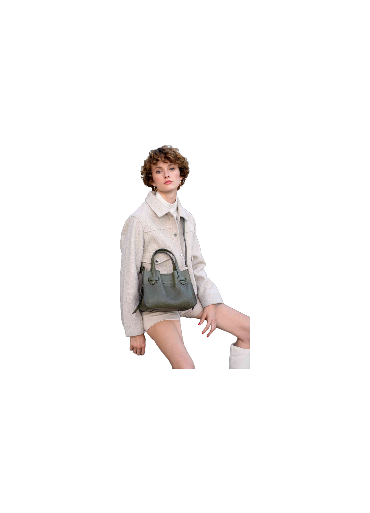 Blossom | sac à main pm en cuir de vachette POURCHET Kaki