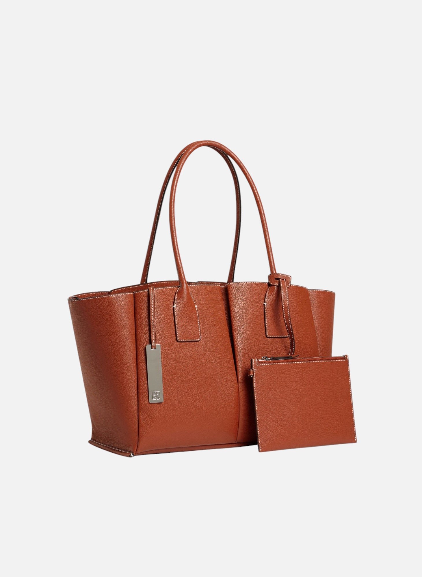 Grand sac cabas elena en cuir grainé LE TANNEUR Marron