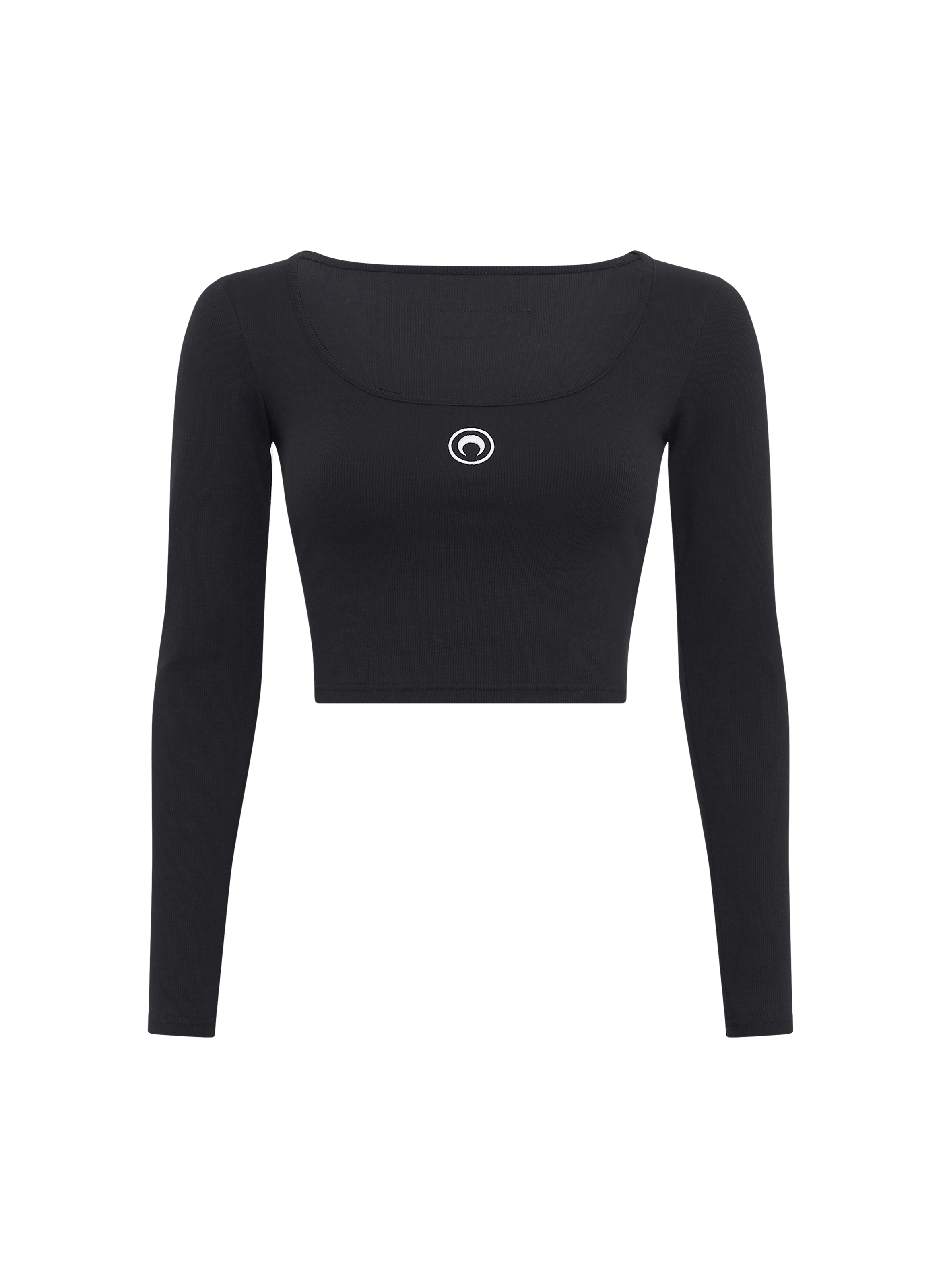 Top col rond manches longues jersey logo moon MARINE SERRE Noir