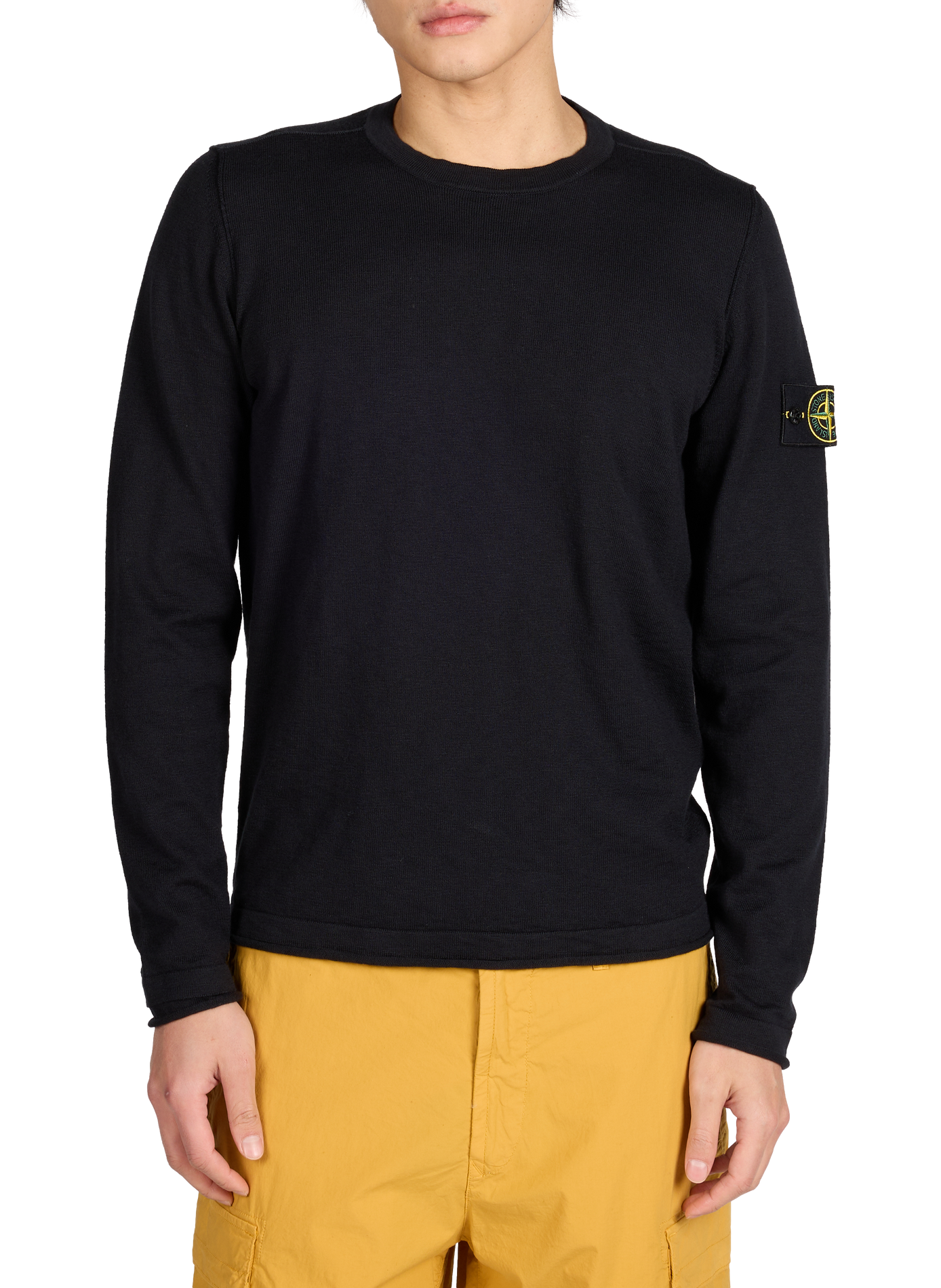 Pullover with round neckline in blended cotton STONE ISLAND Black