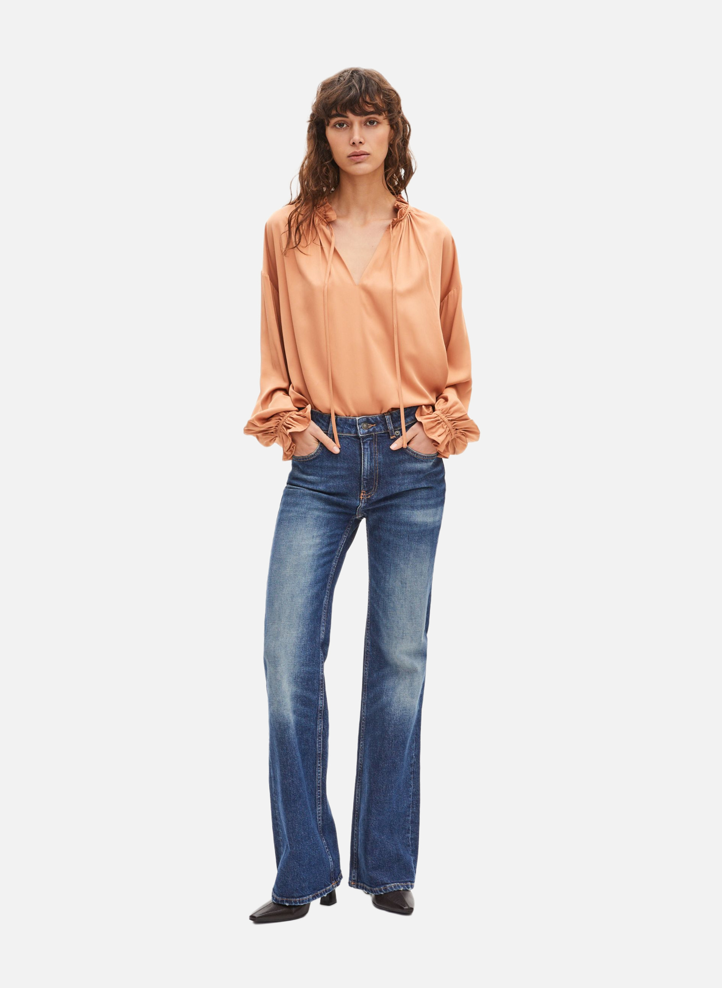 Blouse avec volants THE KOOPLES Marron