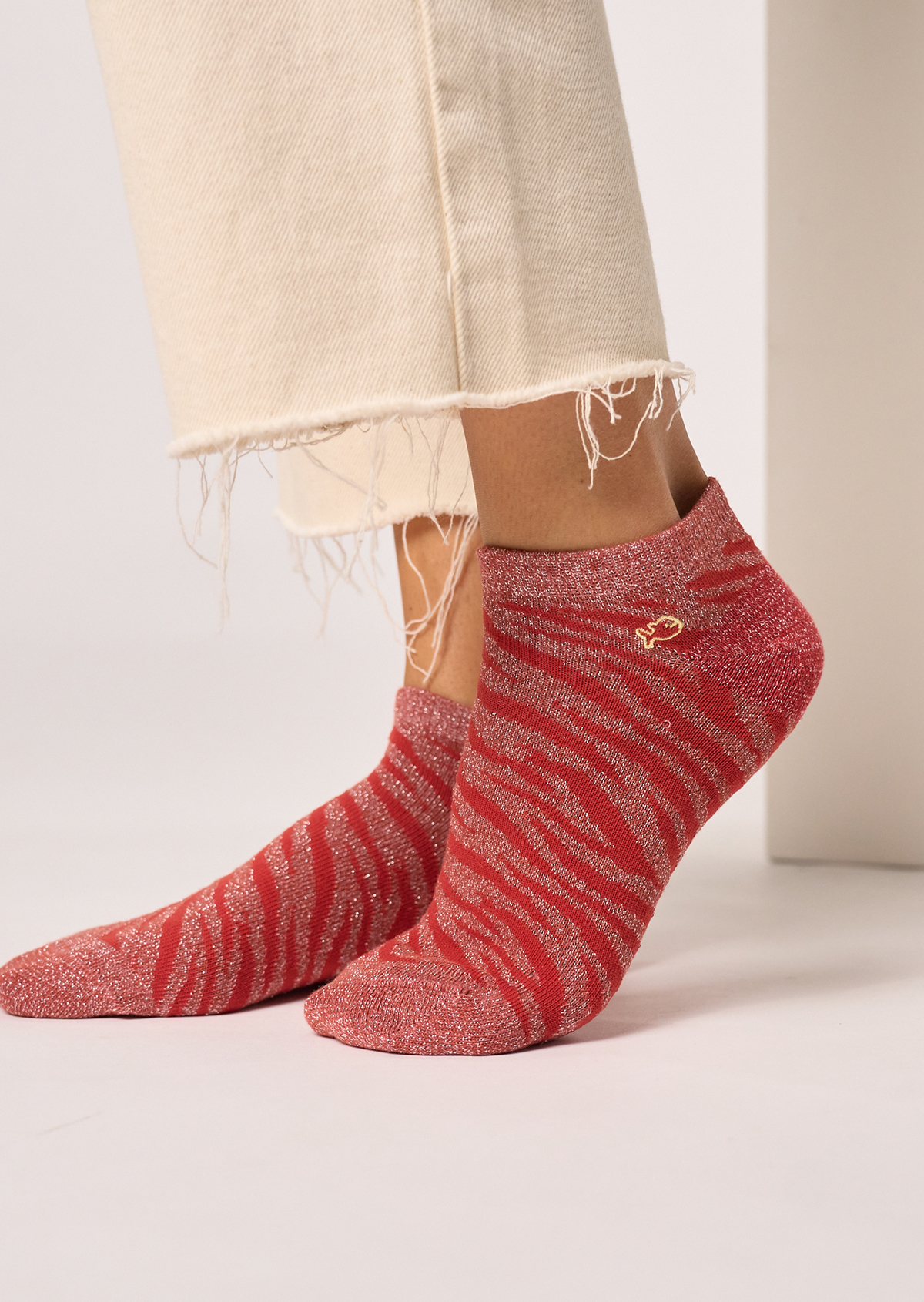 Socquettes en coton peigné zèbre BILLYBELT Rouge