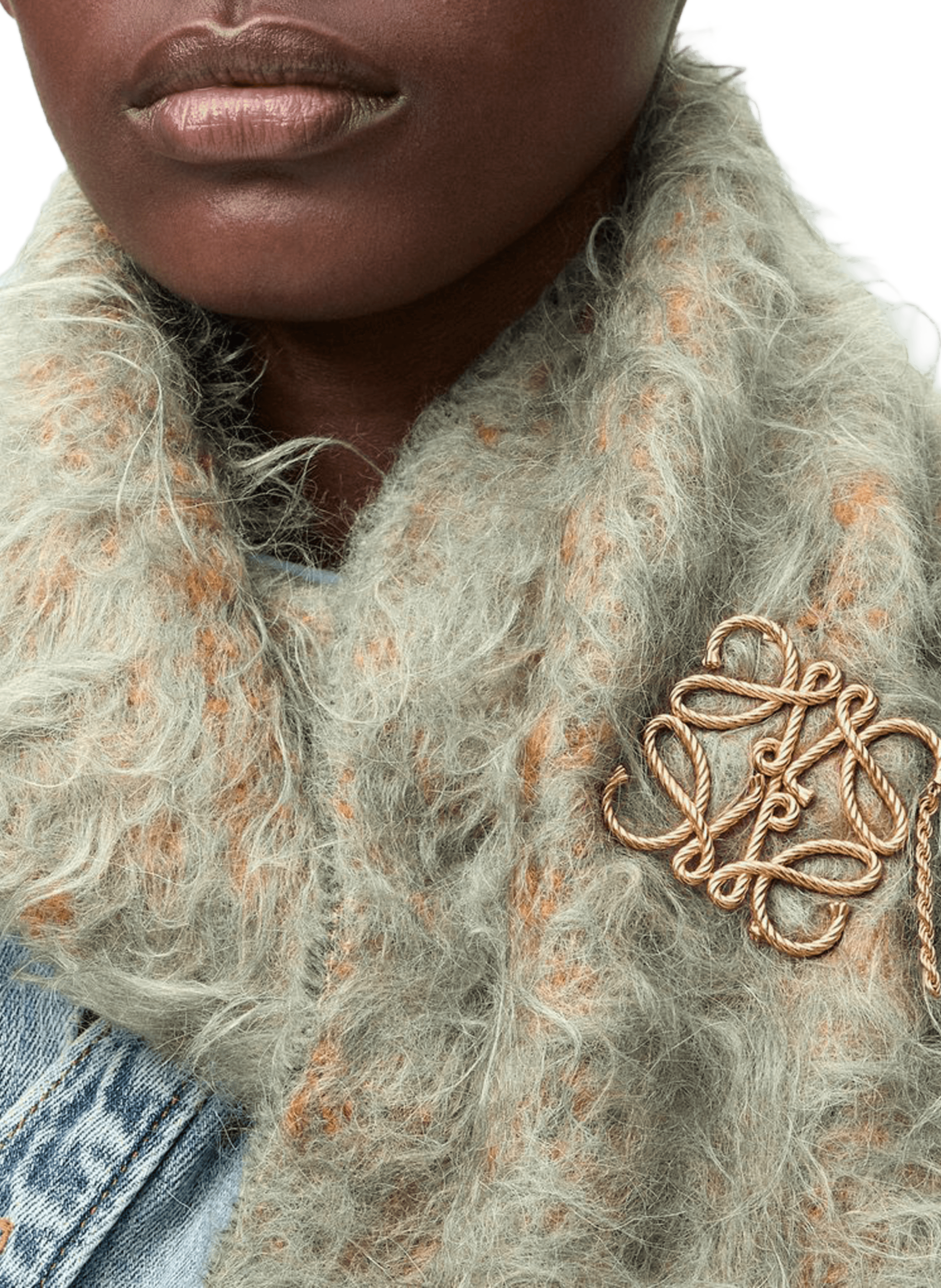 Textured Anagram Brooch LOEWE Golden