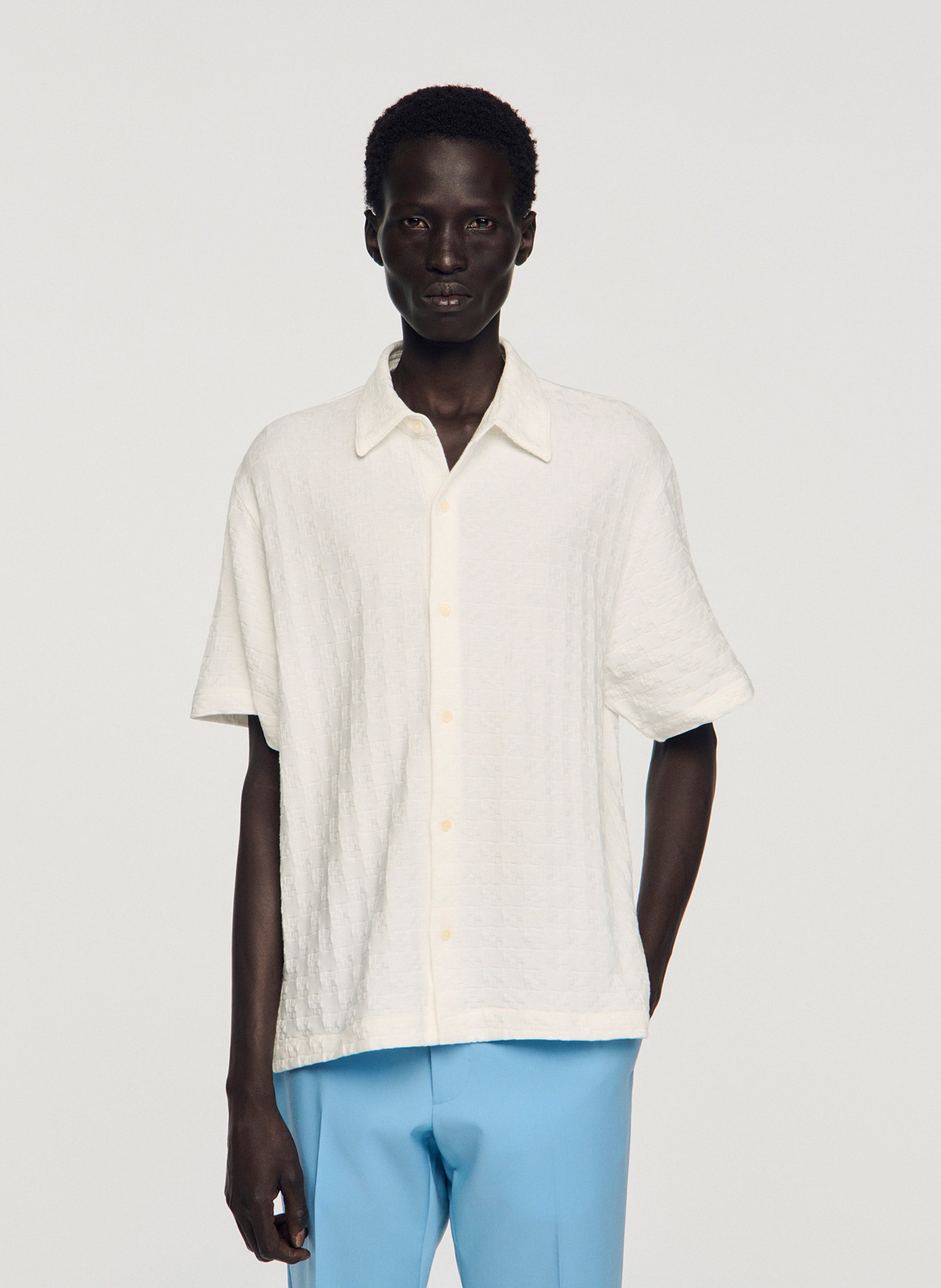 Chemise col classique en coton SANDRO Blanc