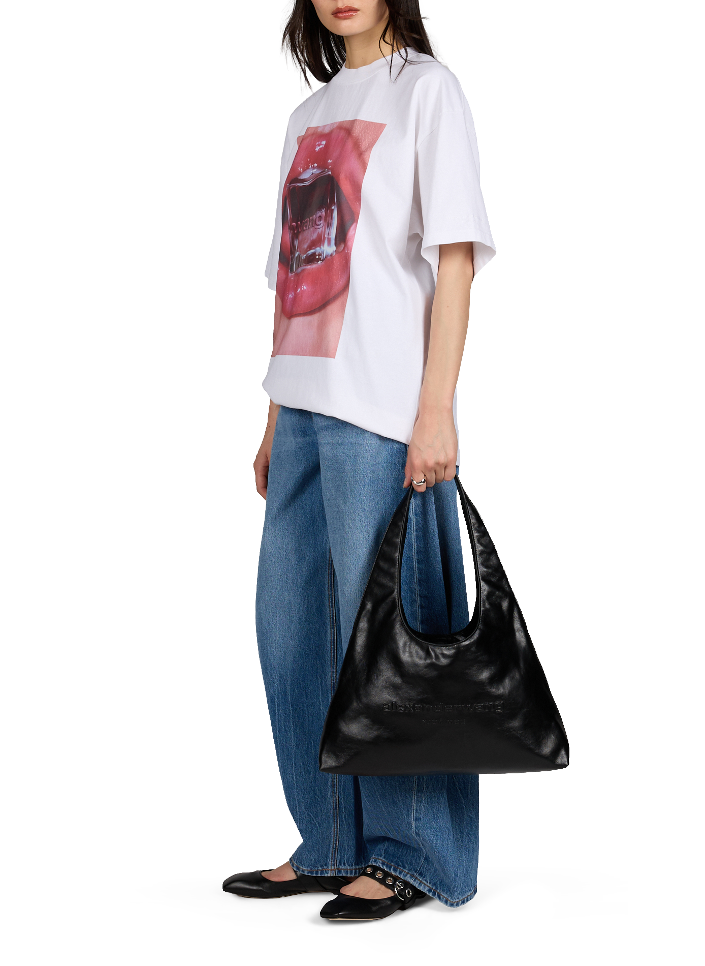 Schoudertas van runderleer ALEXANDER WANG Zwart