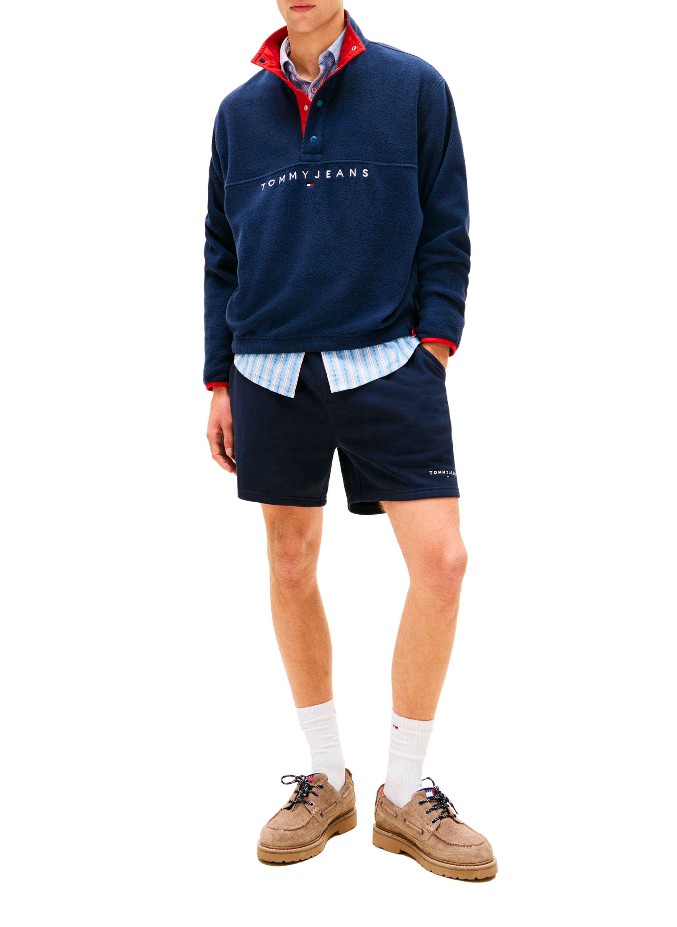 Short à logo en coton mélangé TOMMY HILFIGER Bleu