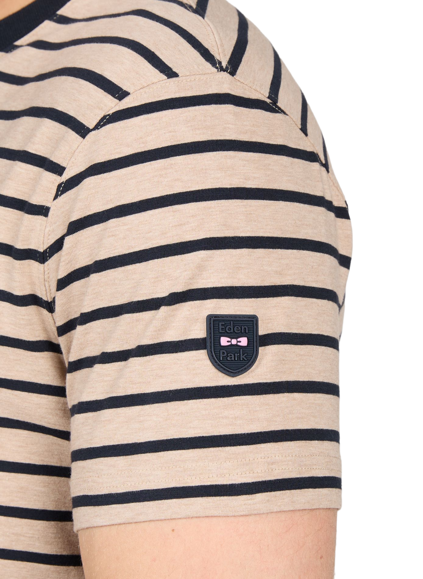 T-shirt à rayures en coton mélangé EDEN PARK Beige