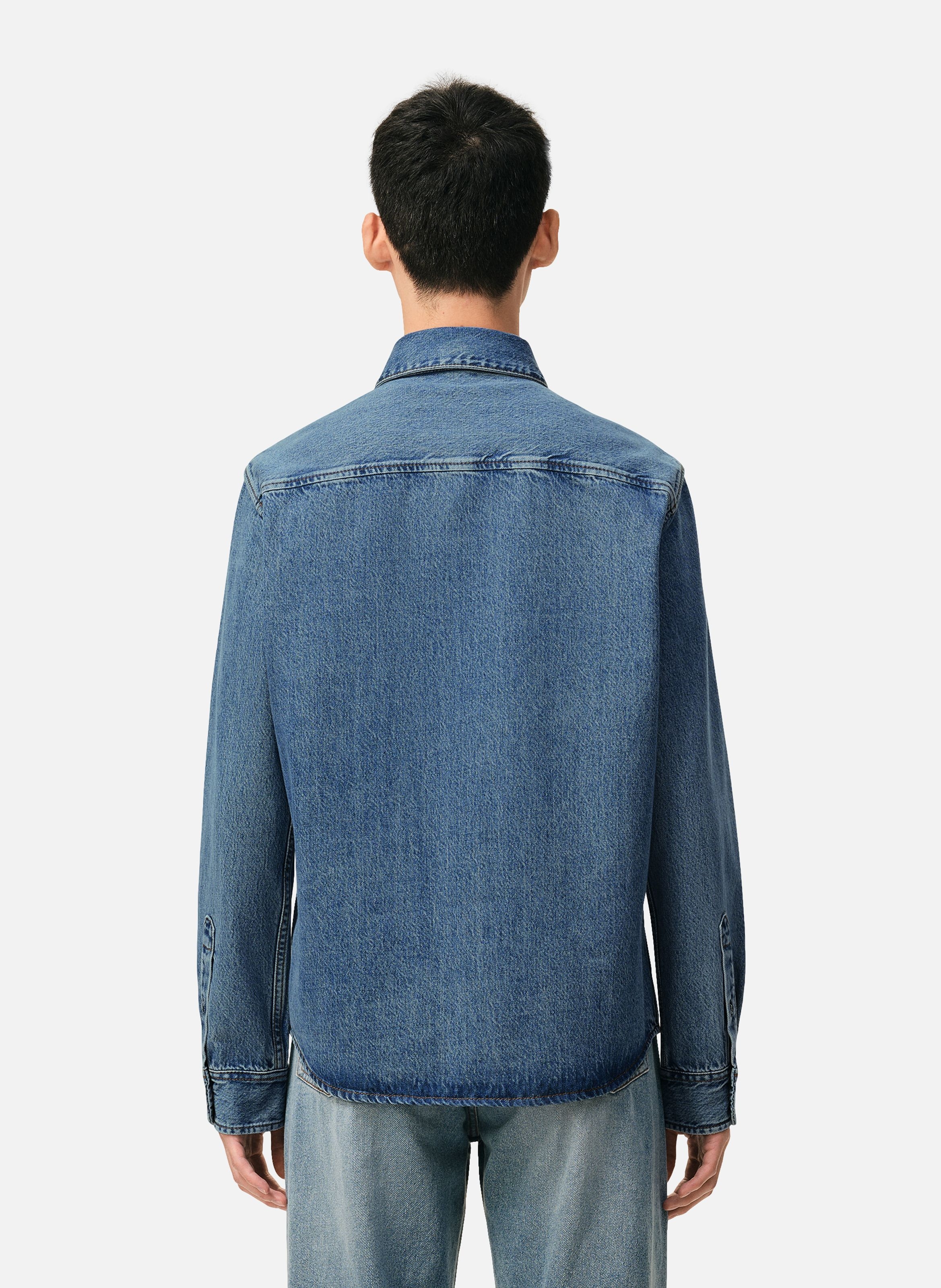 Chemise col boutonné ami de coeur en coton unisexe Bleu