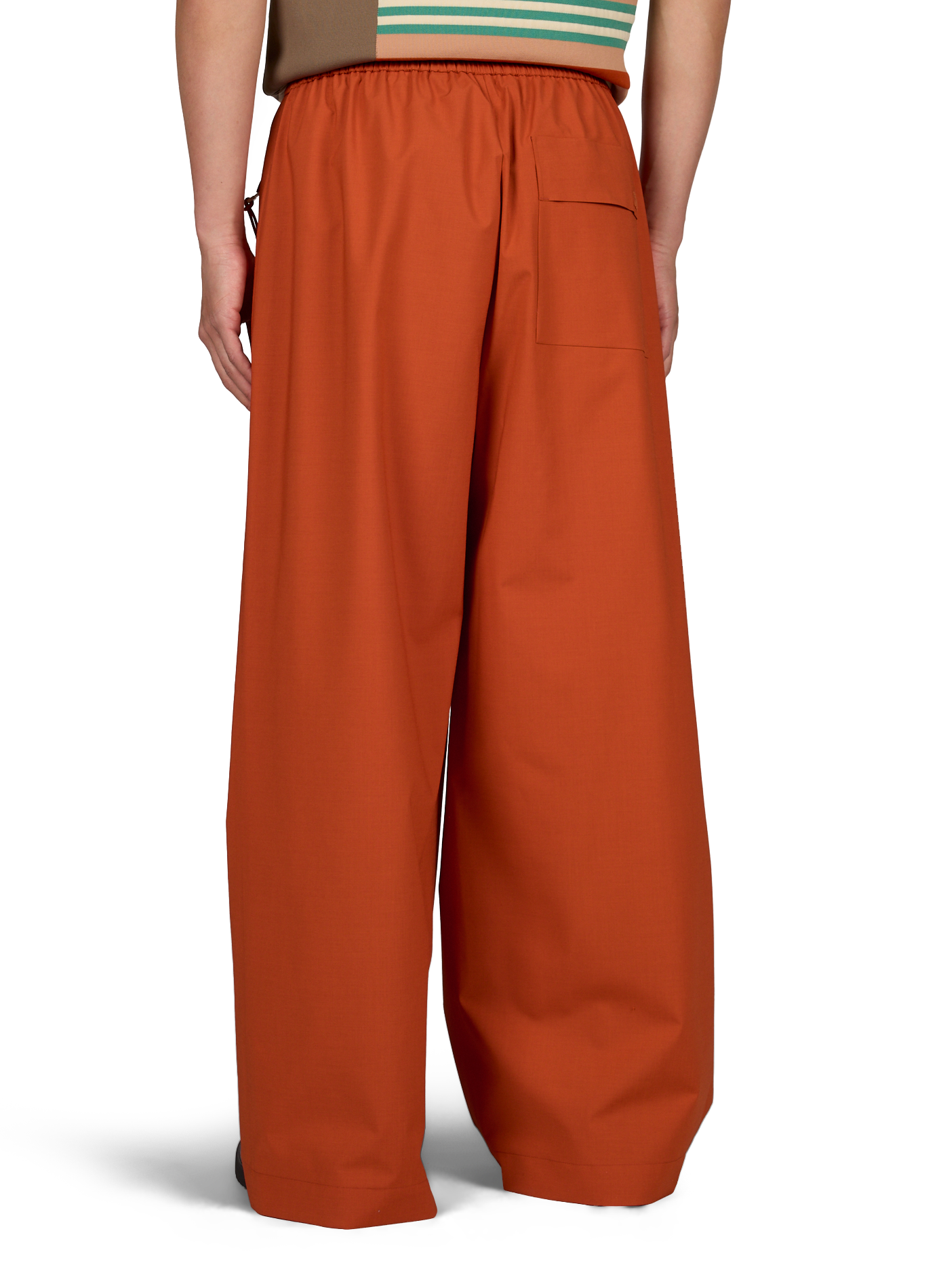 Wide solid color trousers with zip pockets LACOSTE Orange