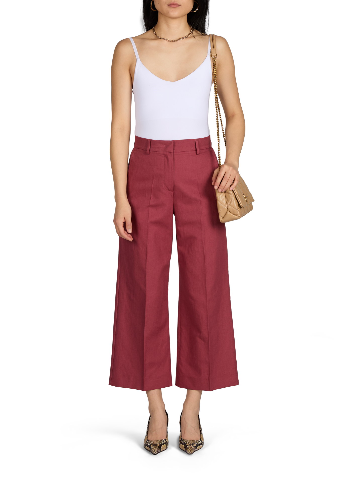 Sac à main à double chaîne en cuir MARC JACOBS Marron