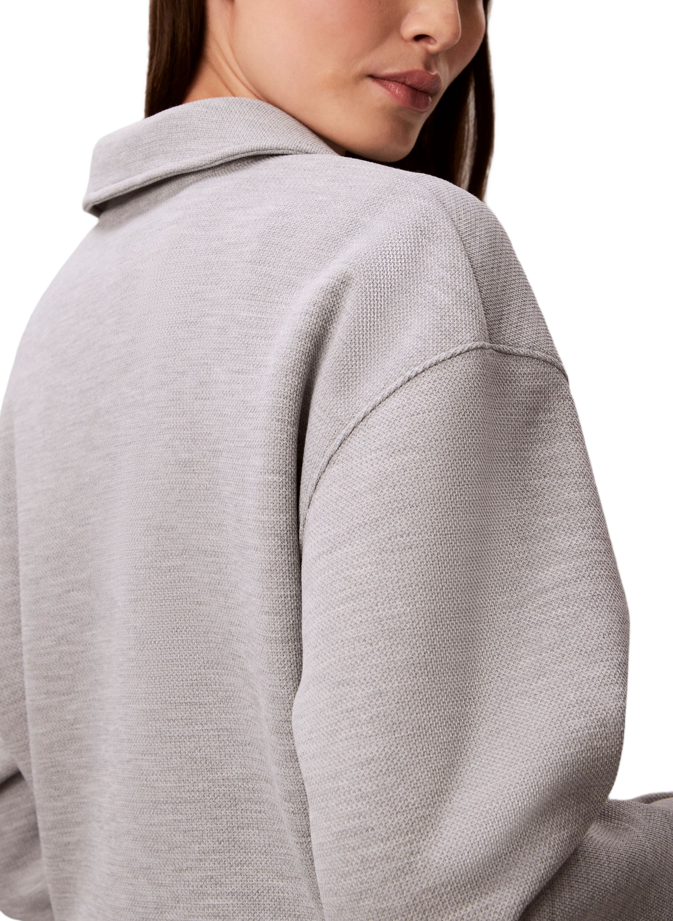Pull ample à col polo CALVIN KLEIN Gris