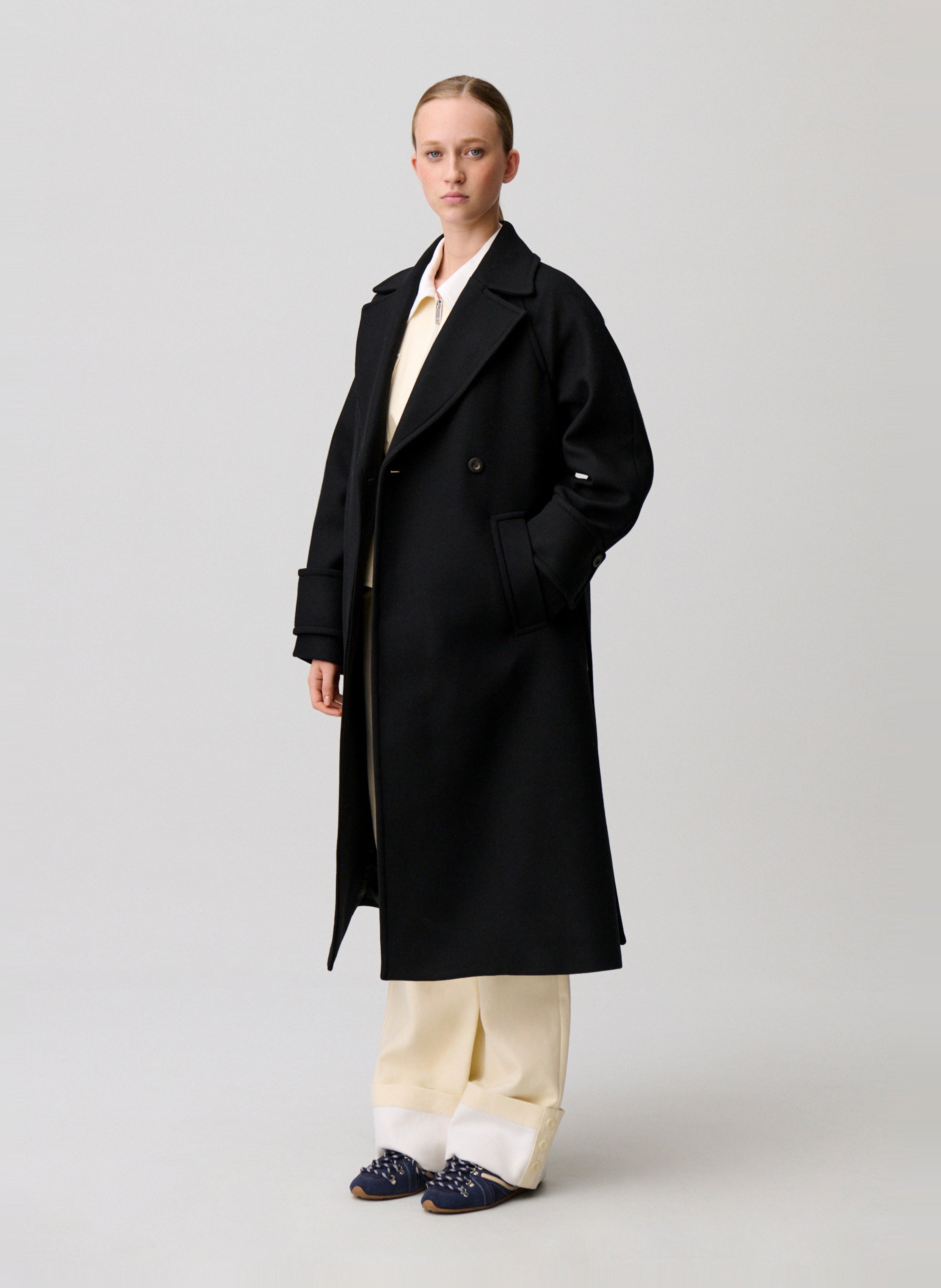 Manteau col tailleur en laine mélangée CLAUDIE PIERLOT Noir
