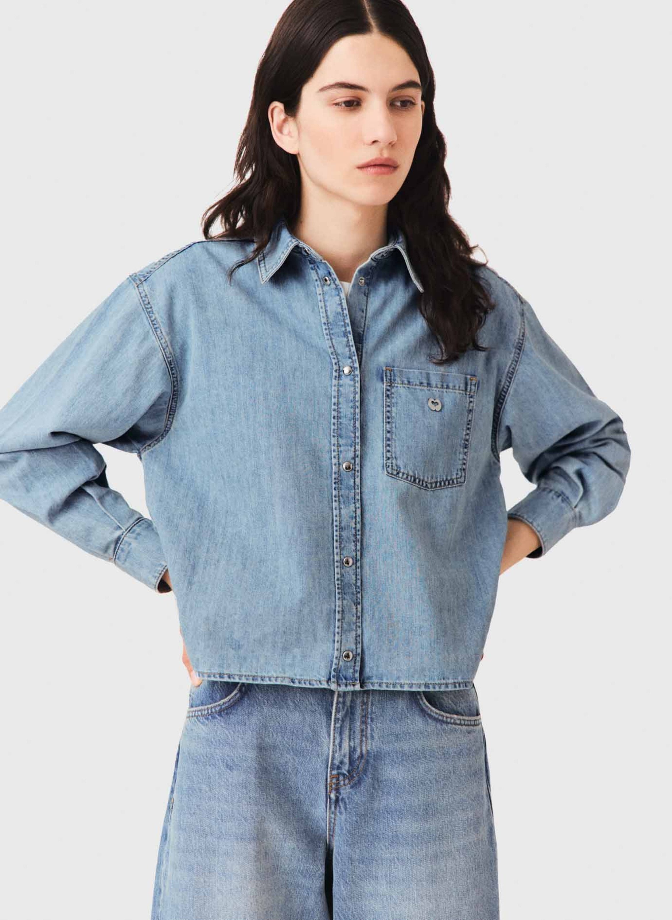 Chemise oversize en coton MAJE Bleu