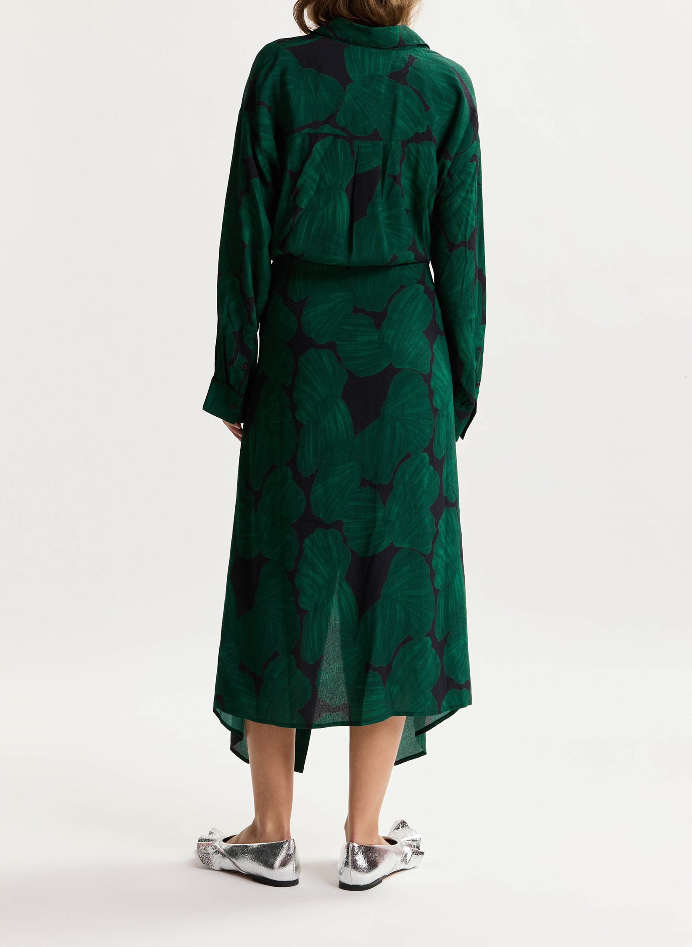 Robe longue col classique imprimé kamila ESSENTIEL ANTWERP Vert