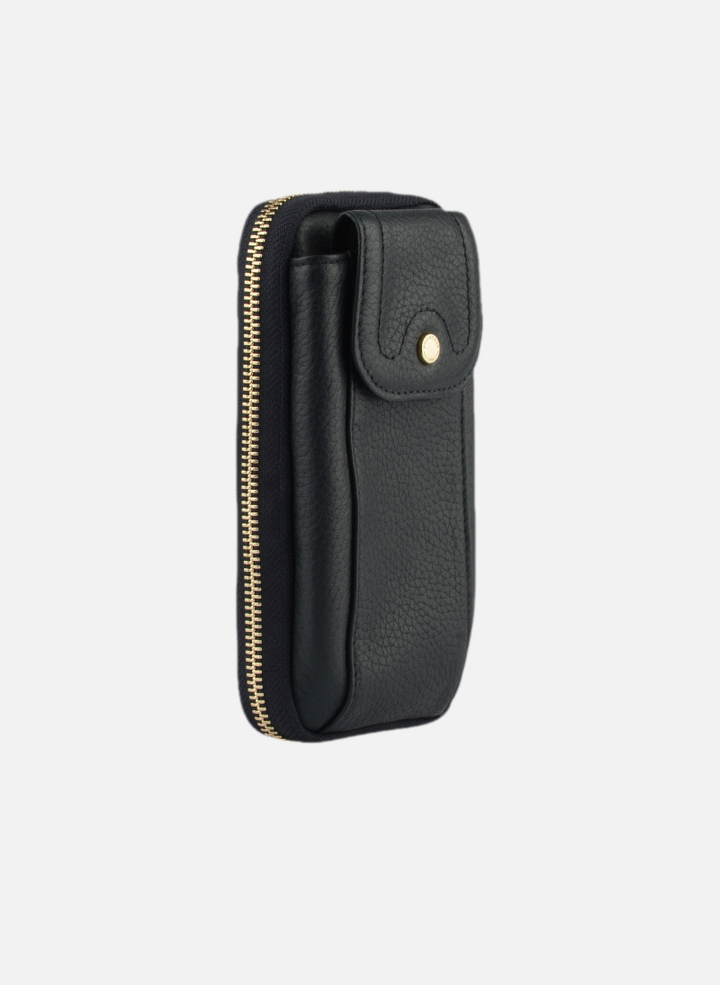 Club | etui téléphone portable en cuir de veau grainé POURCHET Noir