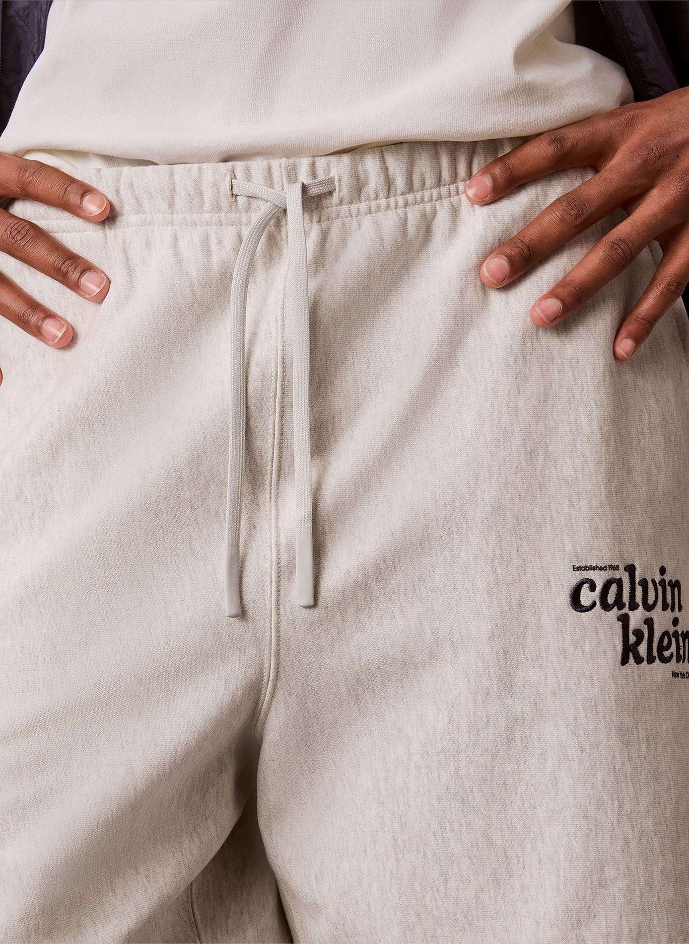 Short with embroidered logo in blended cotton CALVIN KLEIN Grey
