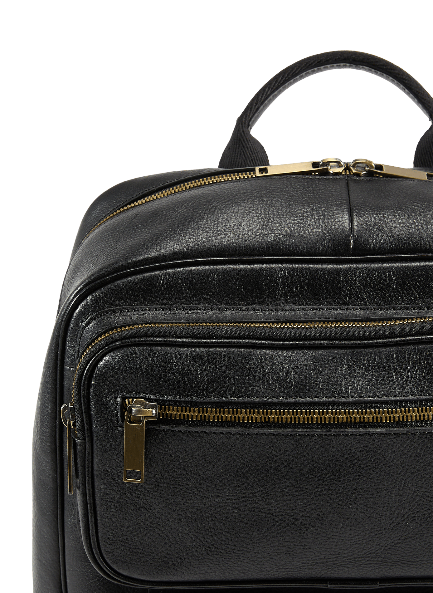 Grained Leather Backpack with Multiple Pockets SAISON 1865 Black