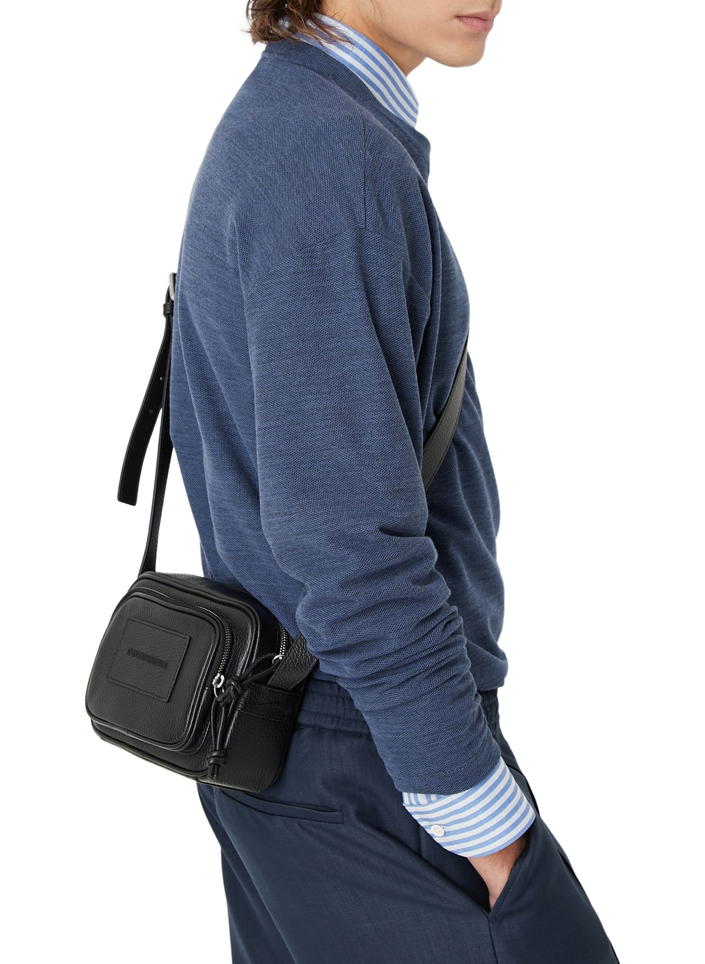 Multi-pocket leather bag EMPORIO ARMANI Black