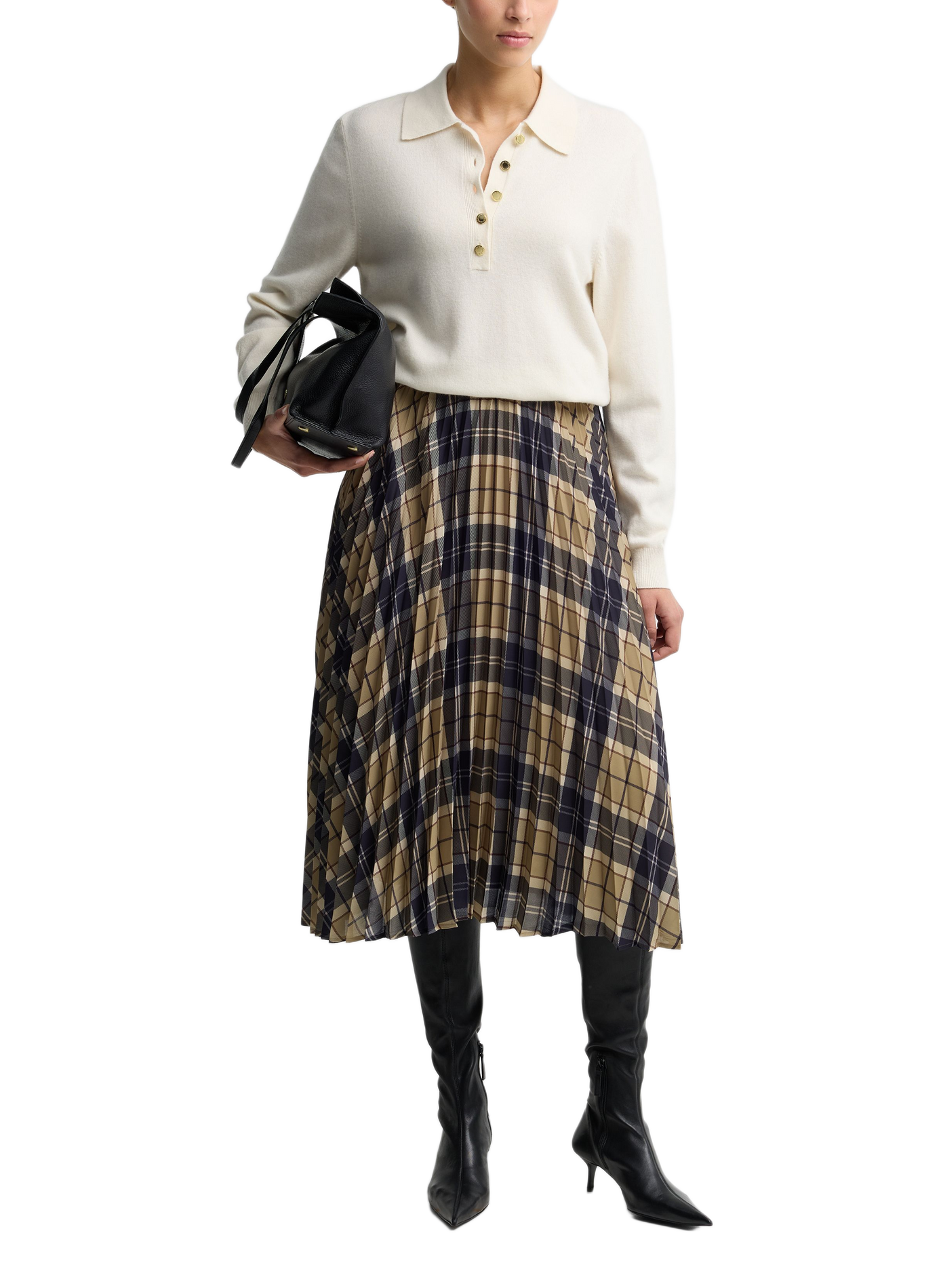 Pleated midi skirt in checkered pattern BARBOUR Multicolour