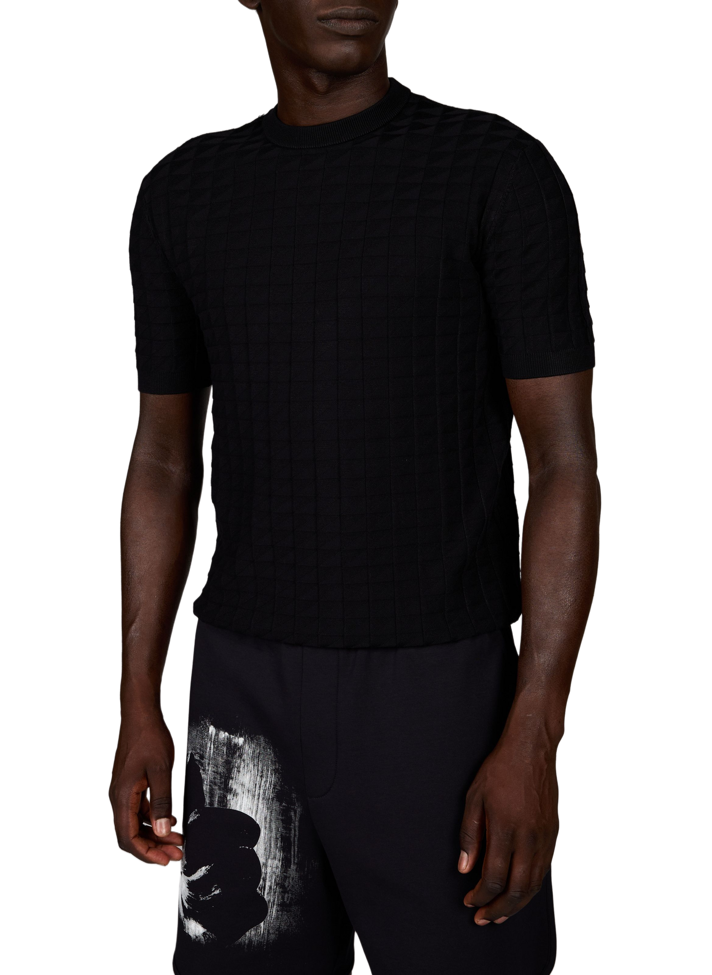 Straight fit short-sleeve patterned top ARMANI EXCHANGE Blue